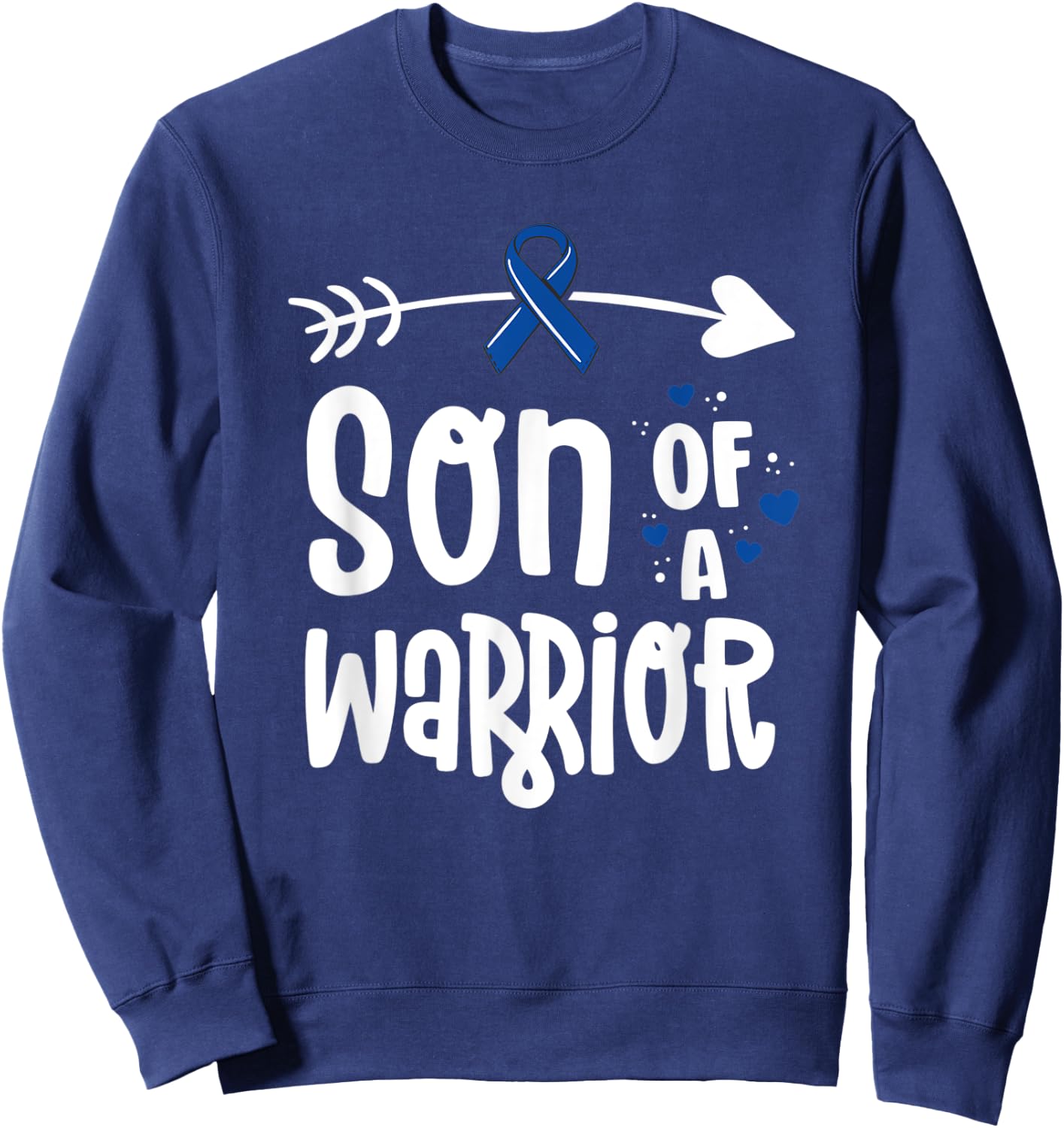 Colon Cancer Awareness Blue Dad Husband Fighter Warrior Sweatshirt - Sweatshirt | Navy