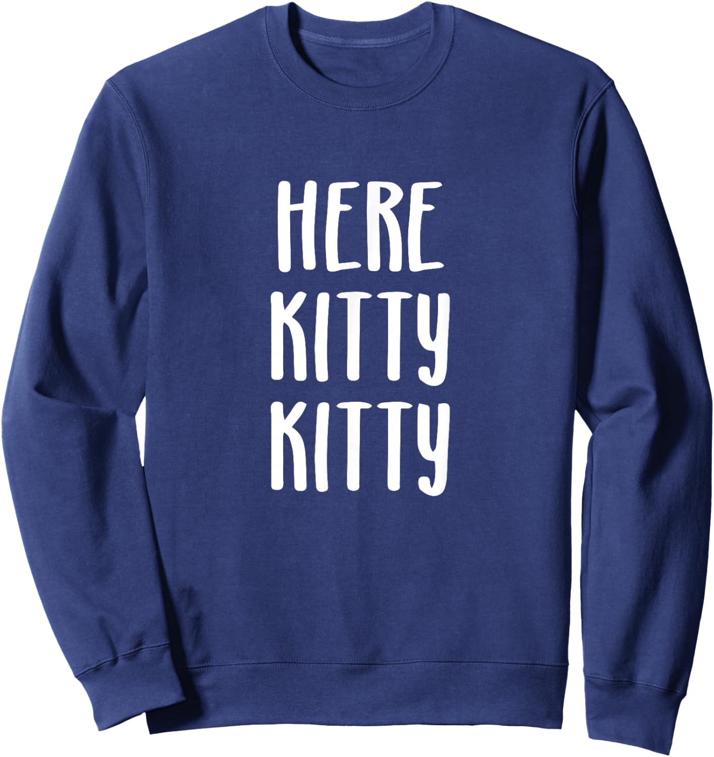 Critterz Kitty Cat Designs Here Kitty Kitty - -Adults, Black, Small, Short Sleeve Sweatshirt - Sweatshirt | Navy