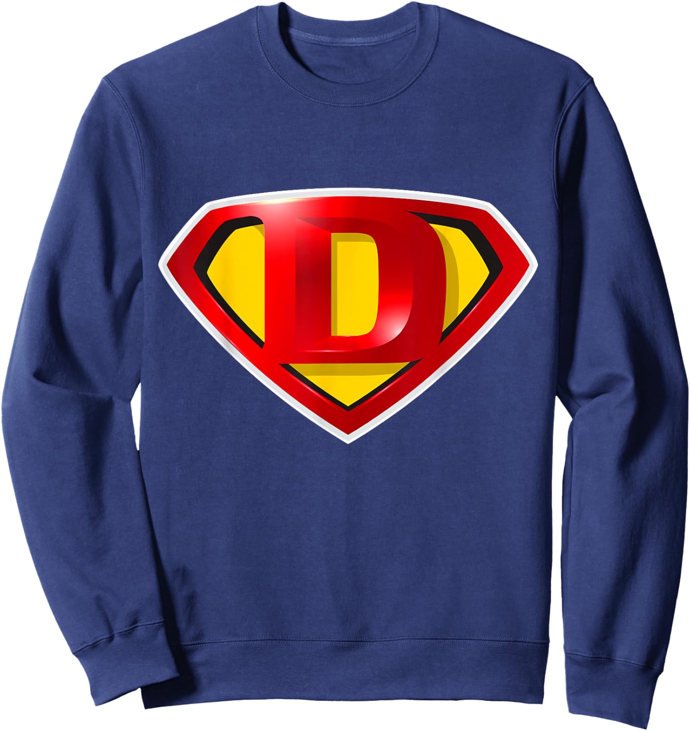Super D Hero Alphabet Cute Initial Monogram Letter D Logo Sweatshirt - Sweatshirt | Navy