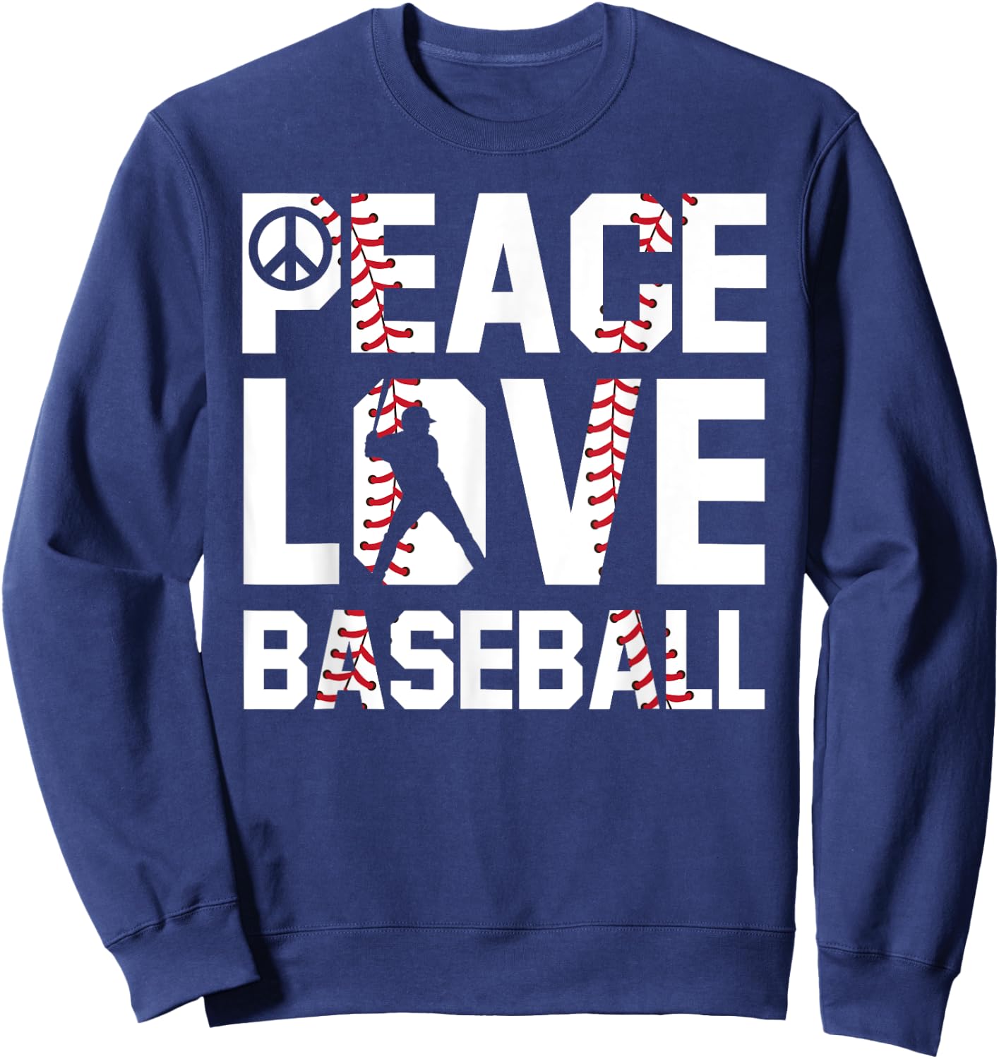 Peace Love Baseball For Soft Ball Fans Baseball Sweatshirt - Sweatshirt | Navy