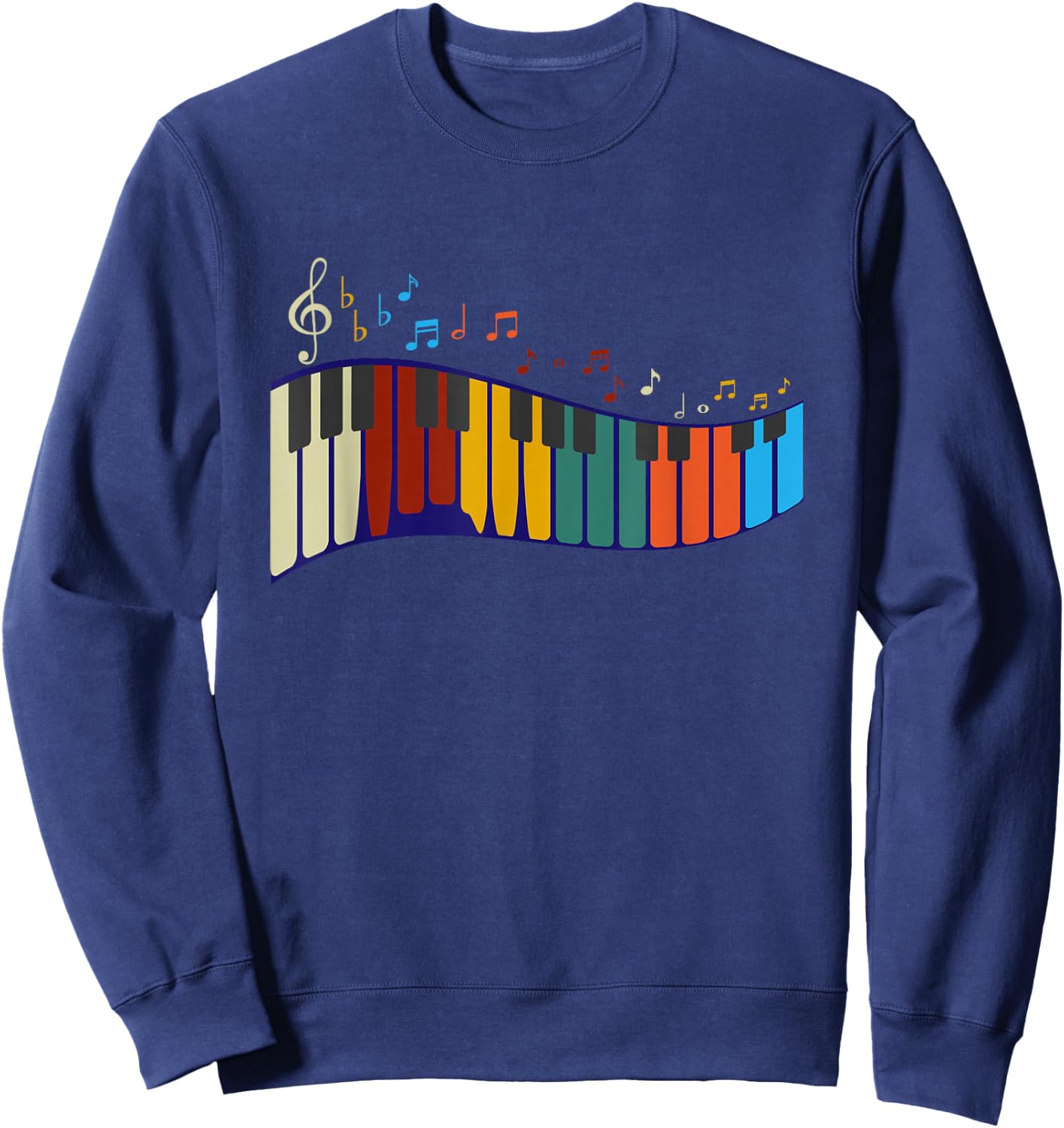 Music Notes Pianist Gift Colorful Piano Sweatshirt - Sweatshirt | Navy