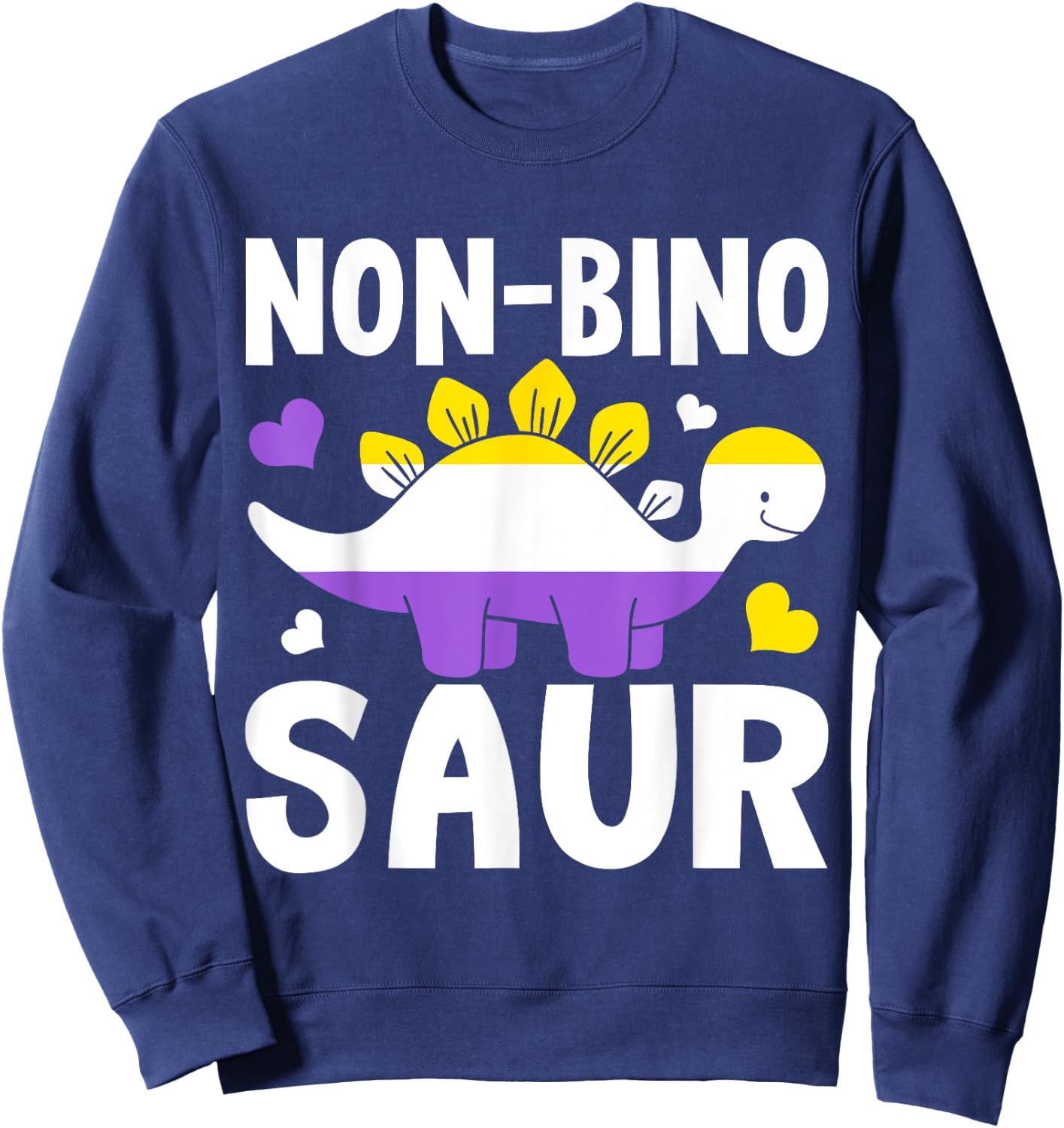 Non Bino Saur Dinosaur Aagender Non Binary Sweatshirt - Sweatshirt | Navy