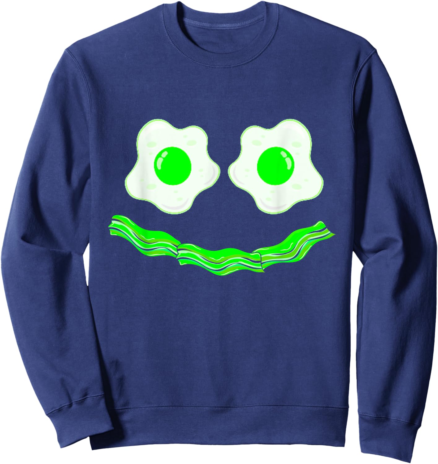 Funny Green Breakfast Costume Eggs Ham Smile Face Brunch Sweatshirt - Sweatshirt | Navy