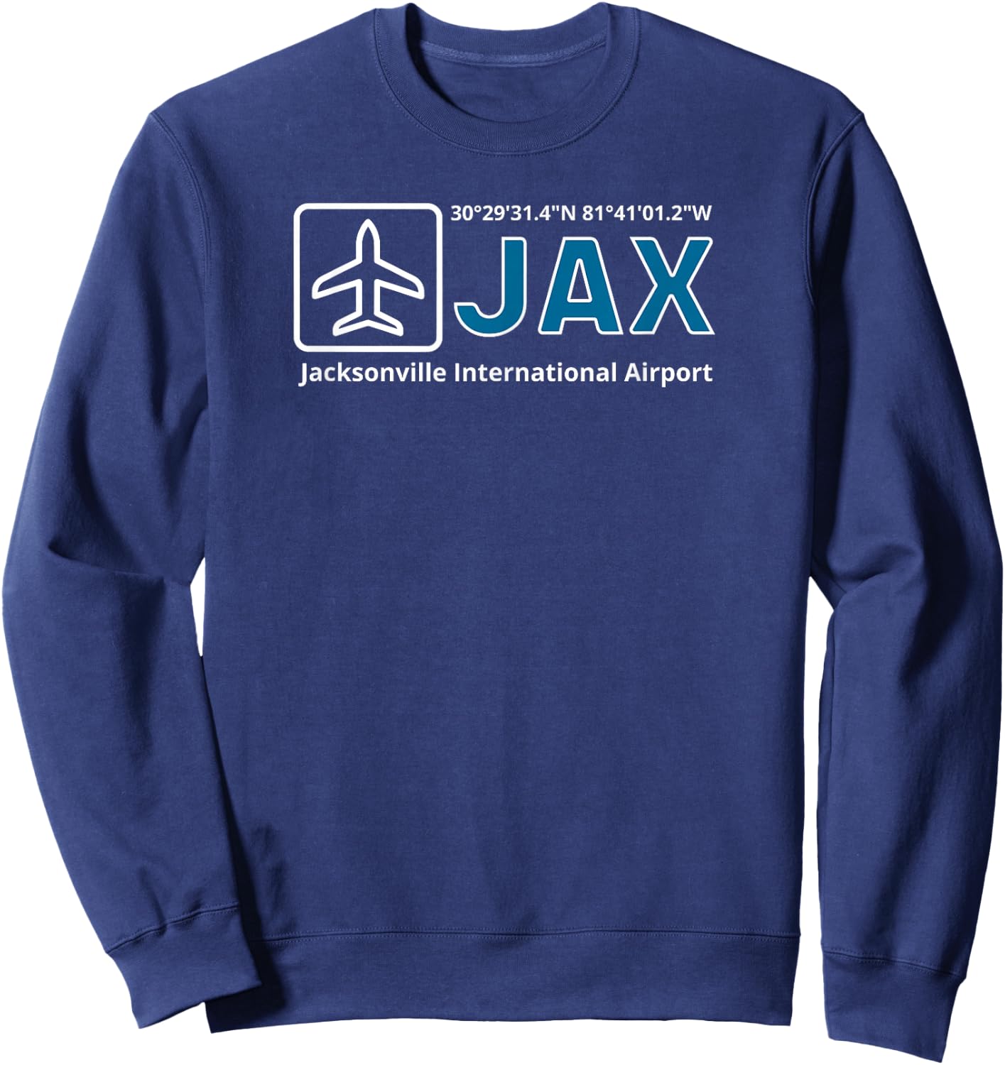 Jacksonville International Airport Florida Jax GPS Location Sweatshirt - Sweatshirt | Navy
