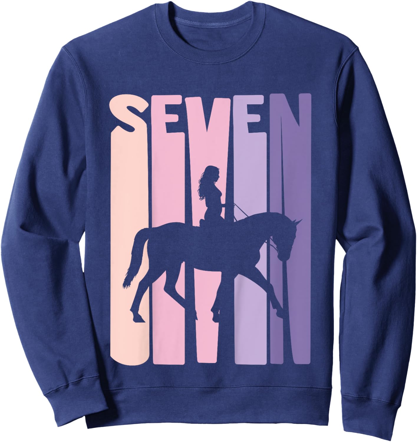 7th Birthday Gift Horse Rider Fan 7 Years Girls Sweatshirt - Sweatshirt | Navy