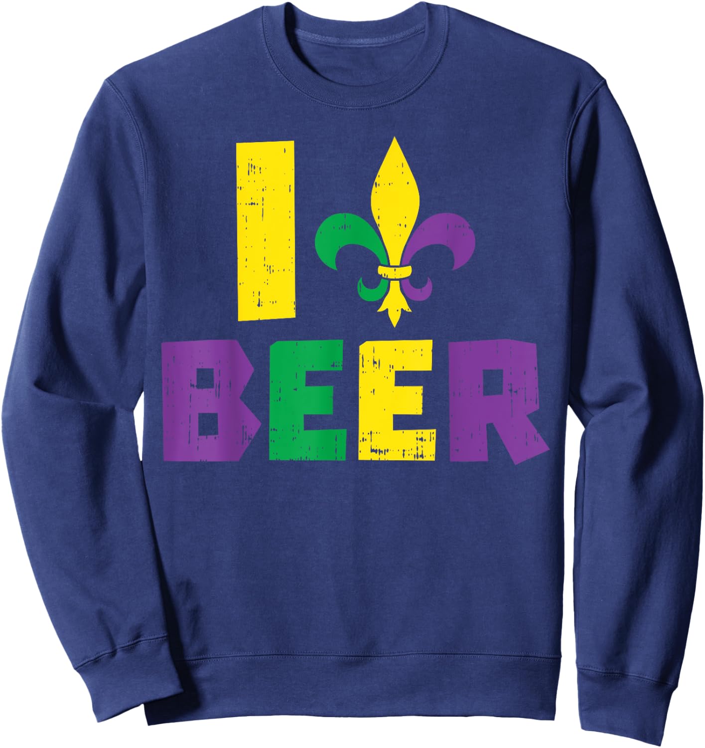 I Love Beer Jester Hat Drinking Team Fun Mardi Gras Carnival Sweatshirt - Sweatshirt | Navy