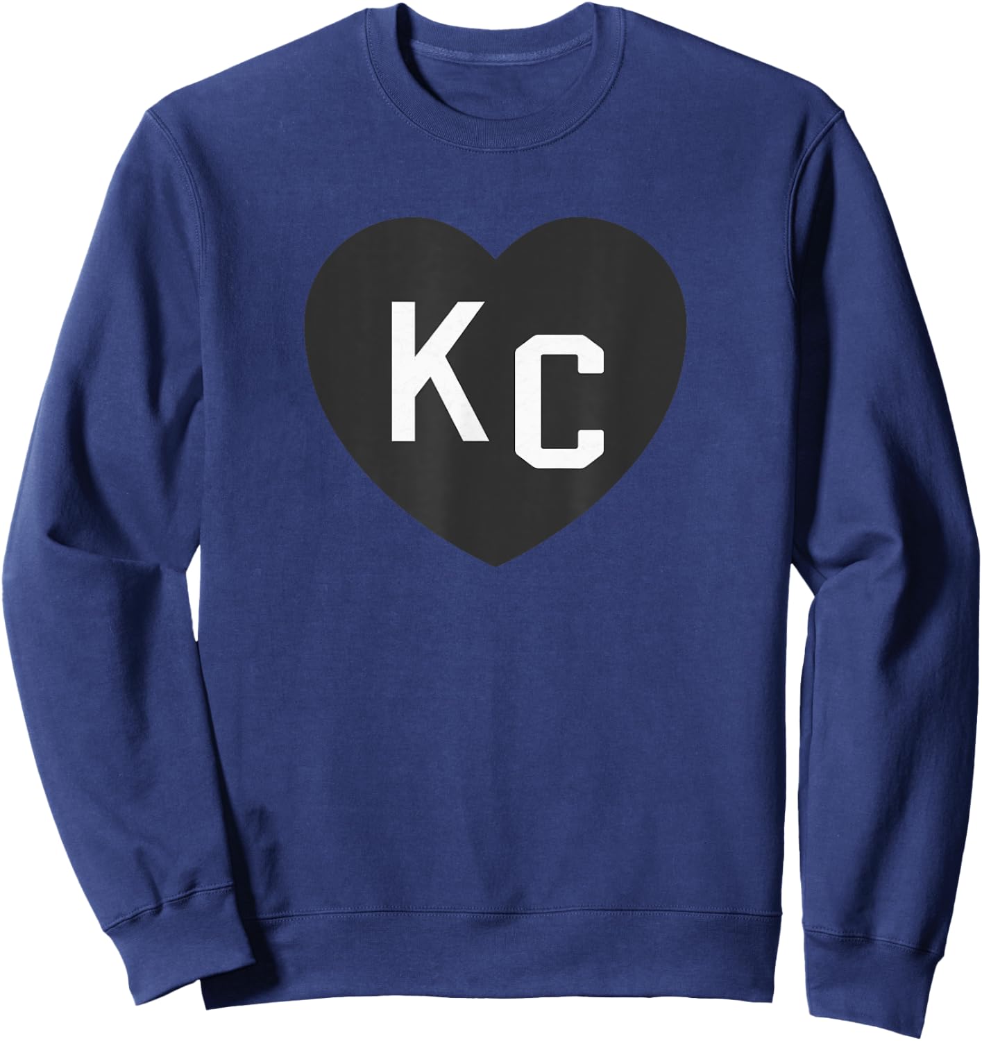 Kansas City Hearts KC 2-Letter Heart (Love) - Black, -Adult, Short Sleeve, Small, , Modern, Letter Print, T Back, Casual, 1 Count Sweatshirt - Sweatshirt | Navy