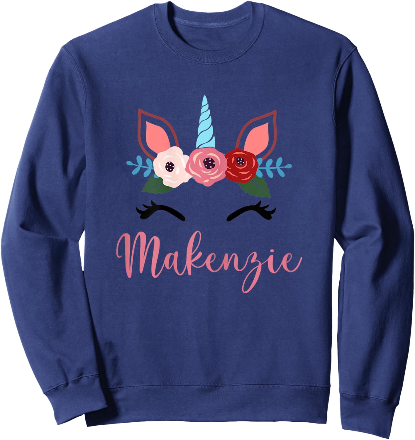 Cute Makenzie Magical Floral Unicorn For Girls Sweatshirt - Sweatshirt | Navy