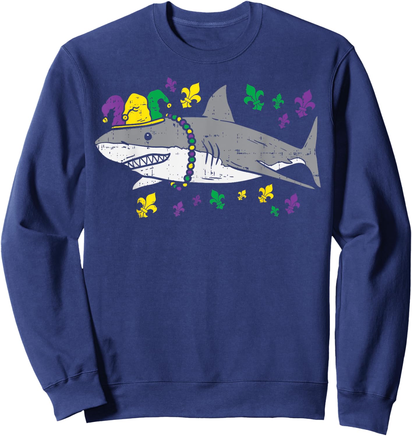 Jester Shark Animal Lover Funny Mardi Gras Carnival Boys Sweatshirt - Sweatshirt | Navy