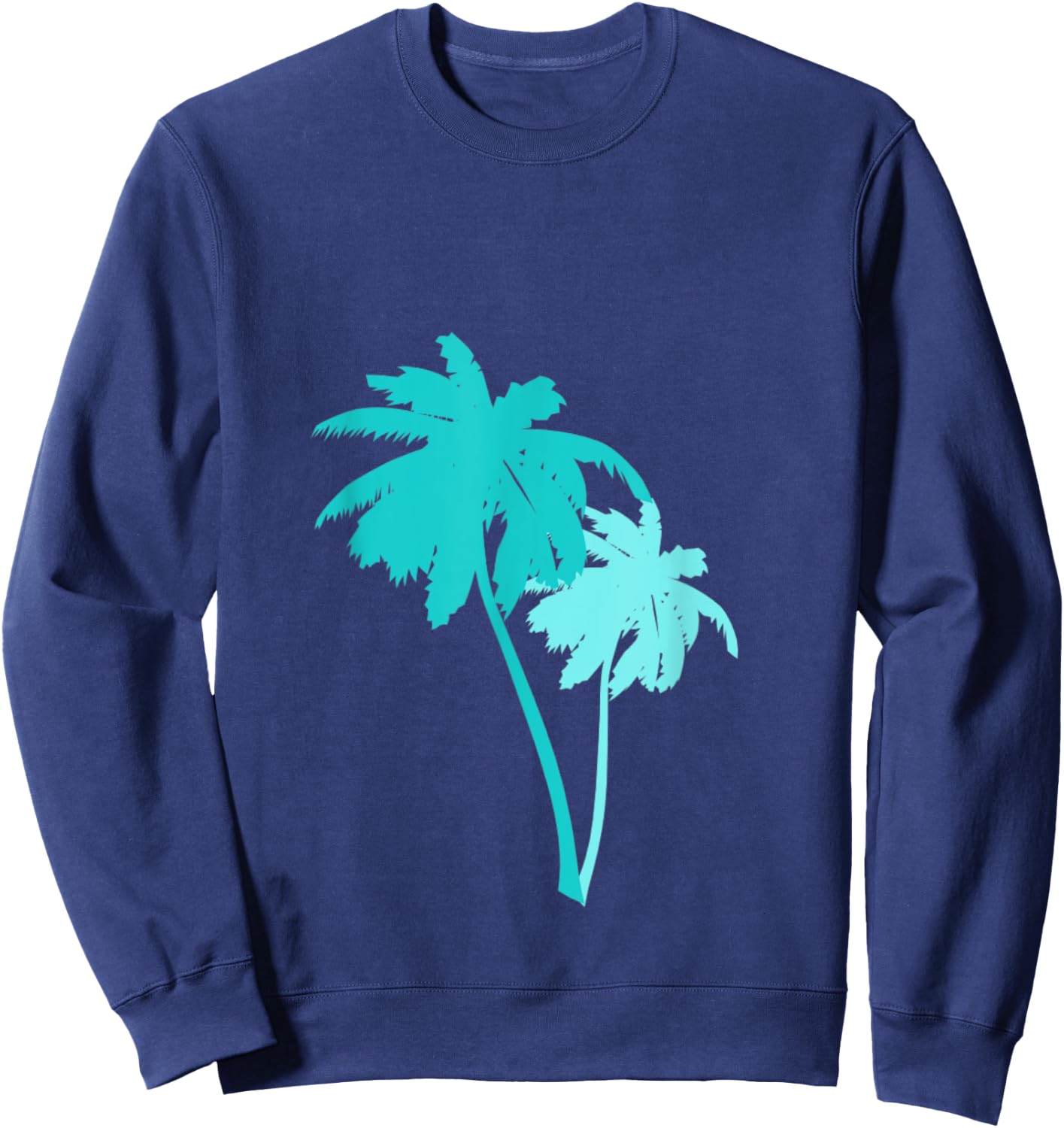 Turquoise Aqua Blue Palm Trees Sweatshirt - Sweatshirt | Navy