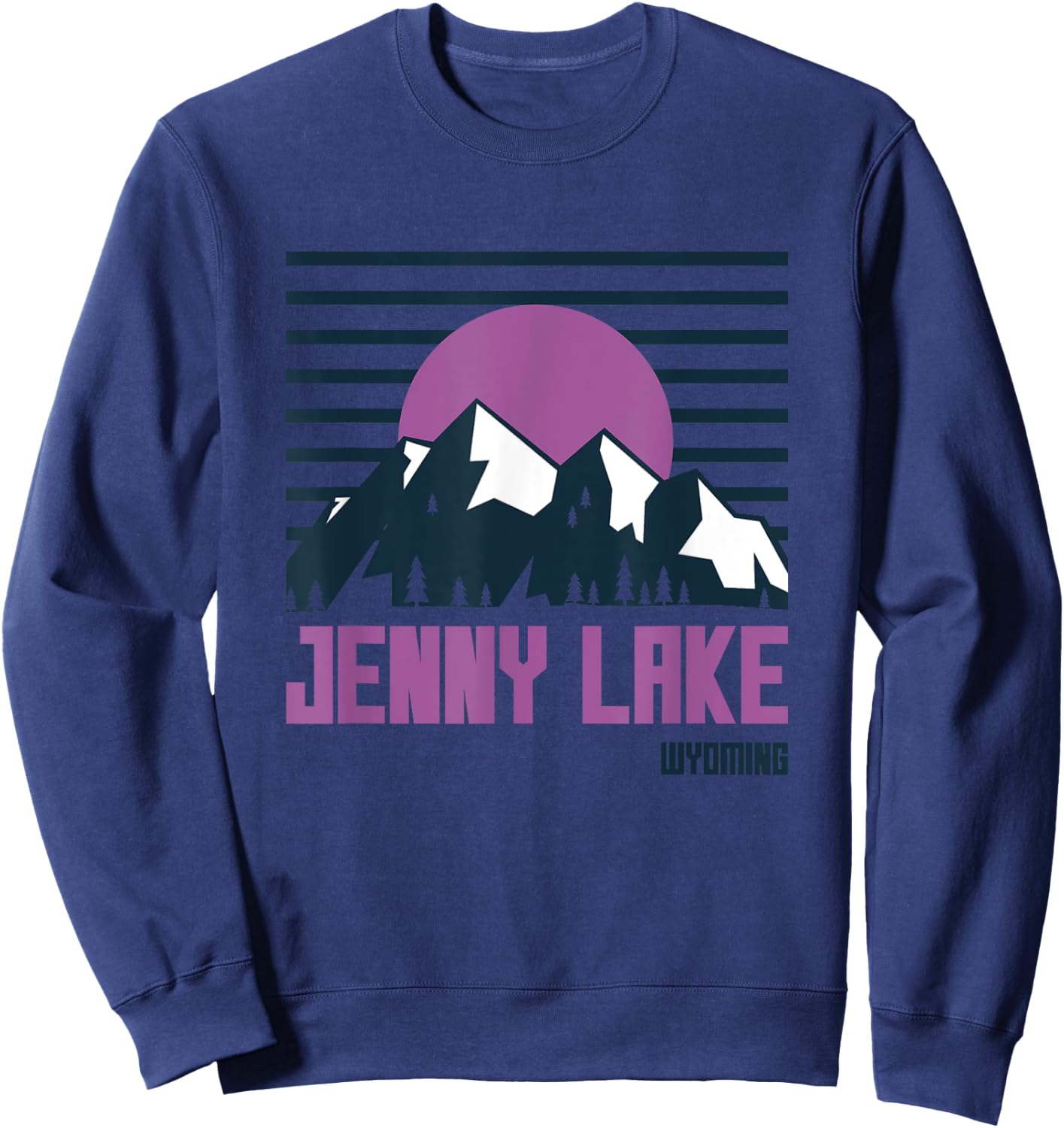 Jenny Lake Wyoming Vintage Mountains Hiking Camp Retro Sweatshirt - Sweatshirt | Navy