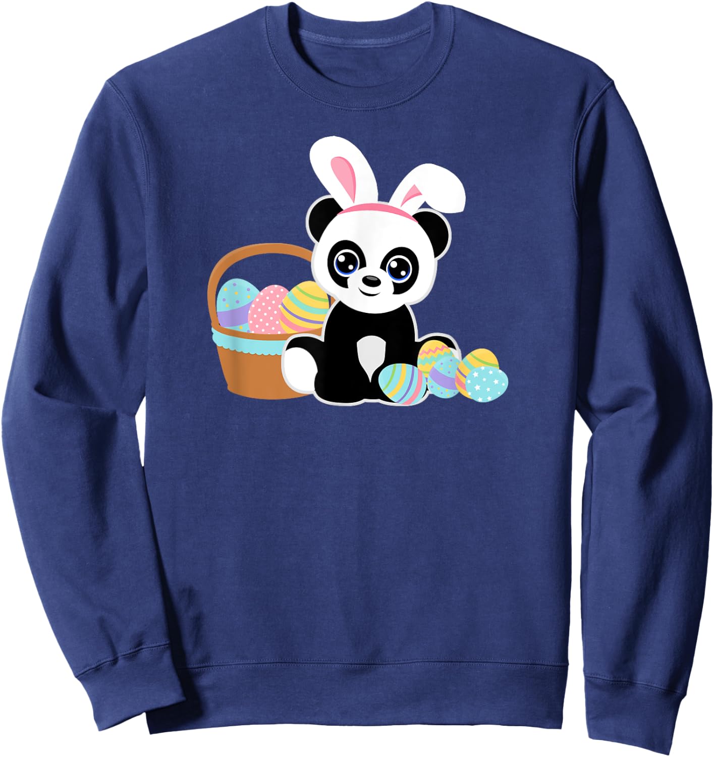 Easter Bunny Ears Panda Lover Cute Easter Eggs Funny Graphic Sweatshirt - Sweatshirt | Navy