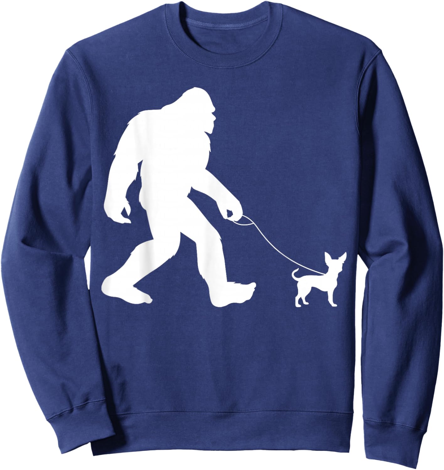 Fun Bigfoot Sasquatch Walking Chihuahua Gag Gift Sweatshirt - Sweatshirt | Navy