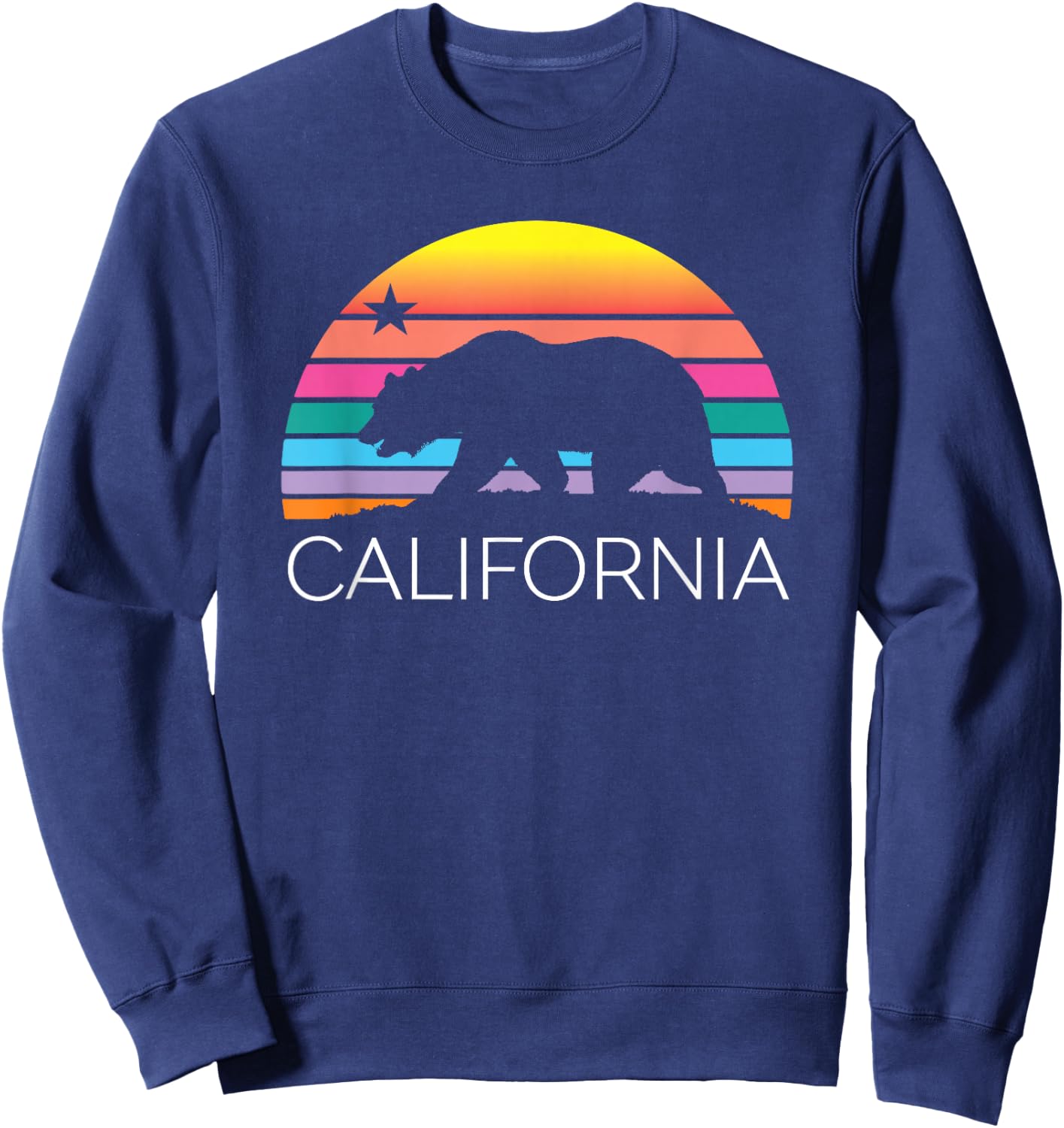 Retro California Surf Vintage Beach Cali 80s Venice Palm Sun Sweatshirt - Sweatshirt | Navy