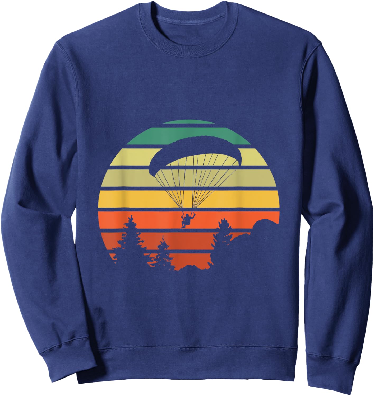 Paragliding Outfits Paraglider Vintage Paragliding Over Forest Sweatshirt - Sweatshirt | Navy