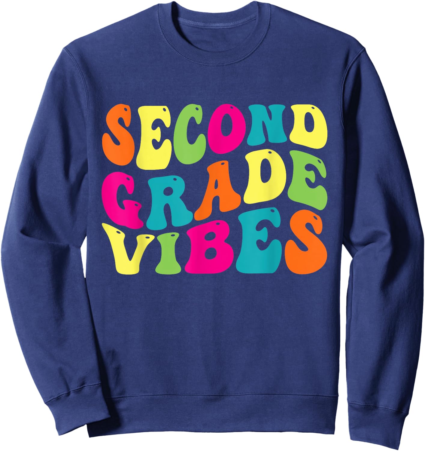 Second Grade Vibes Retro 2nd Grade Teacher 1st Day Of School Sweatshirt - Sweatshirt | Navy