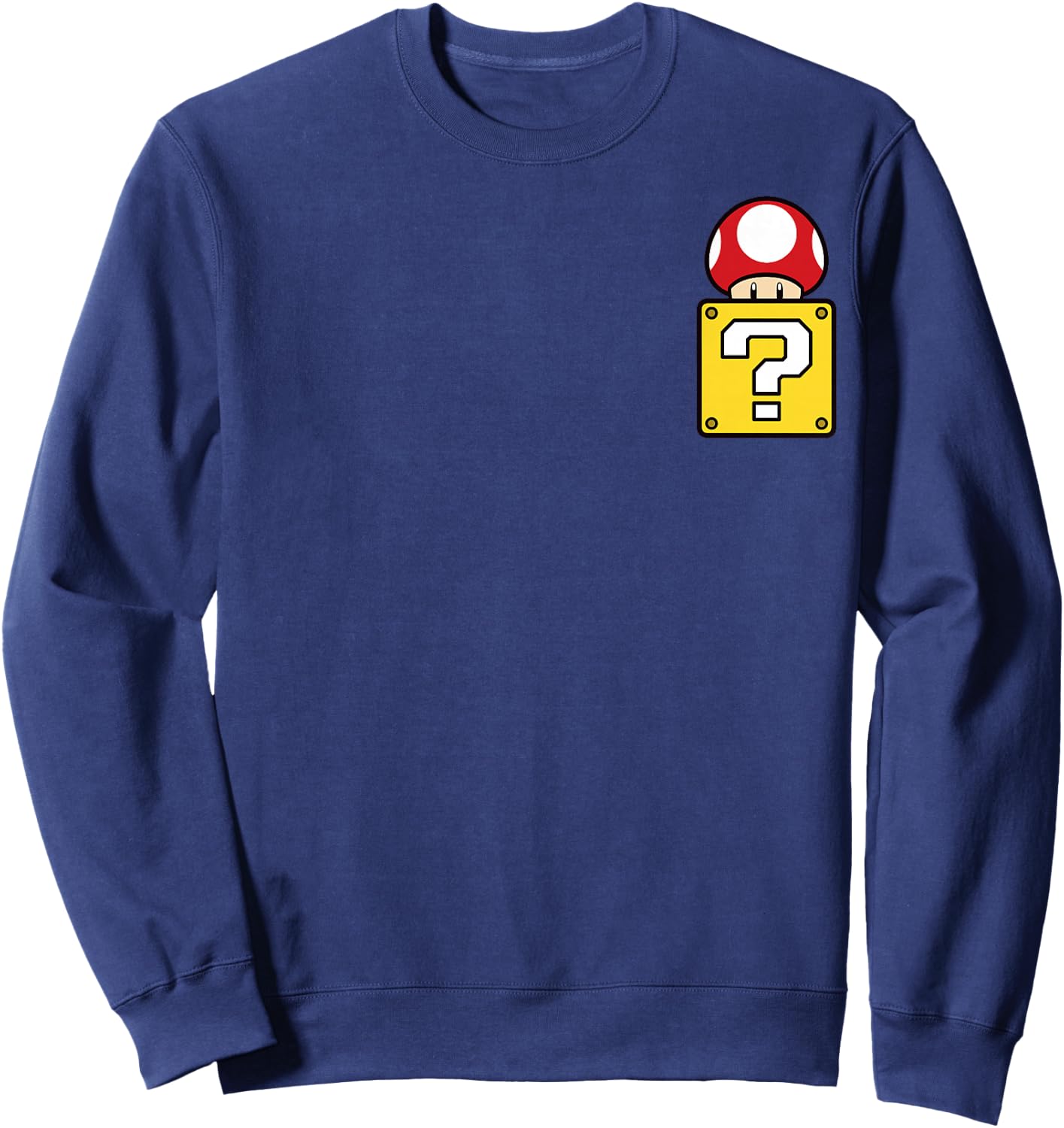 Super Mario Mystery Box Mushroom Left Chest Sweatshirt - Sweatshirt | Navy