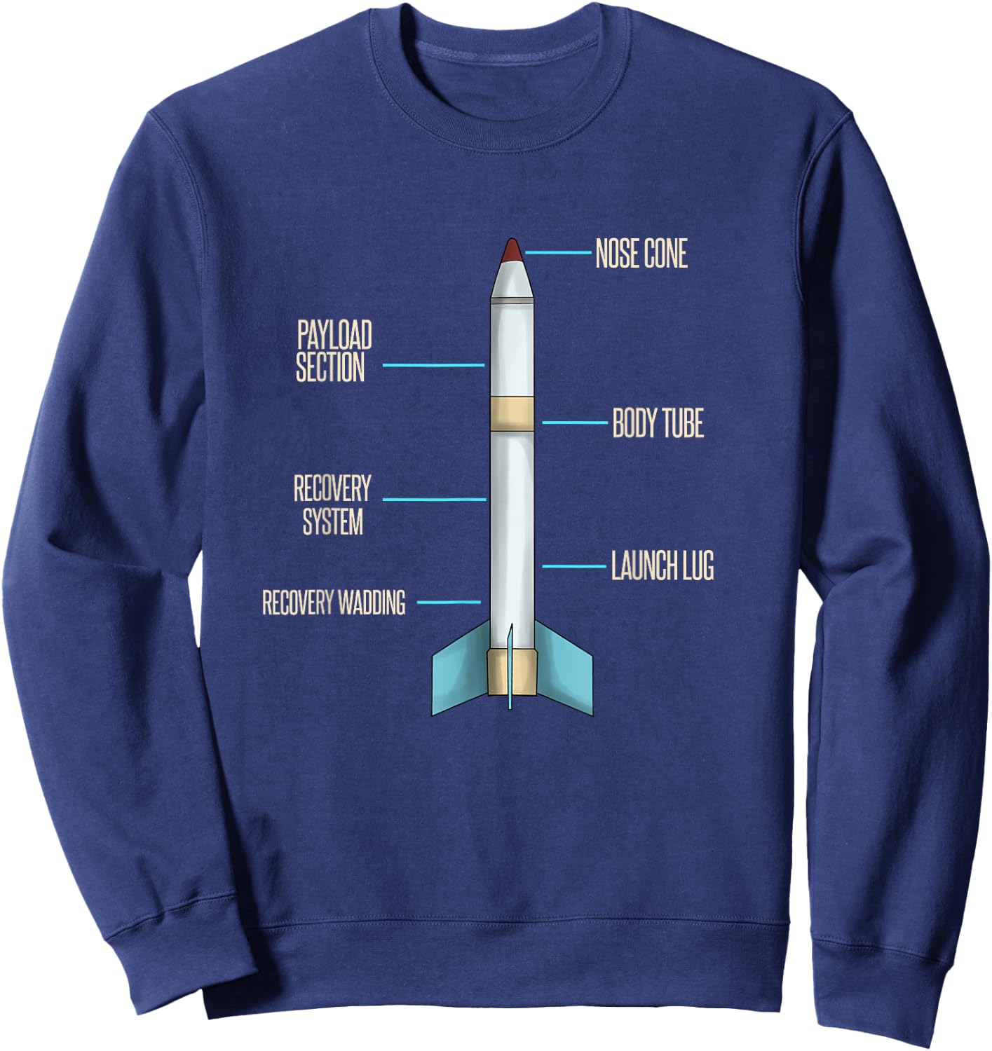 Aerospace Model Rocket Kit Drawing Design Sweatshirt - Sweatshirt | Navy