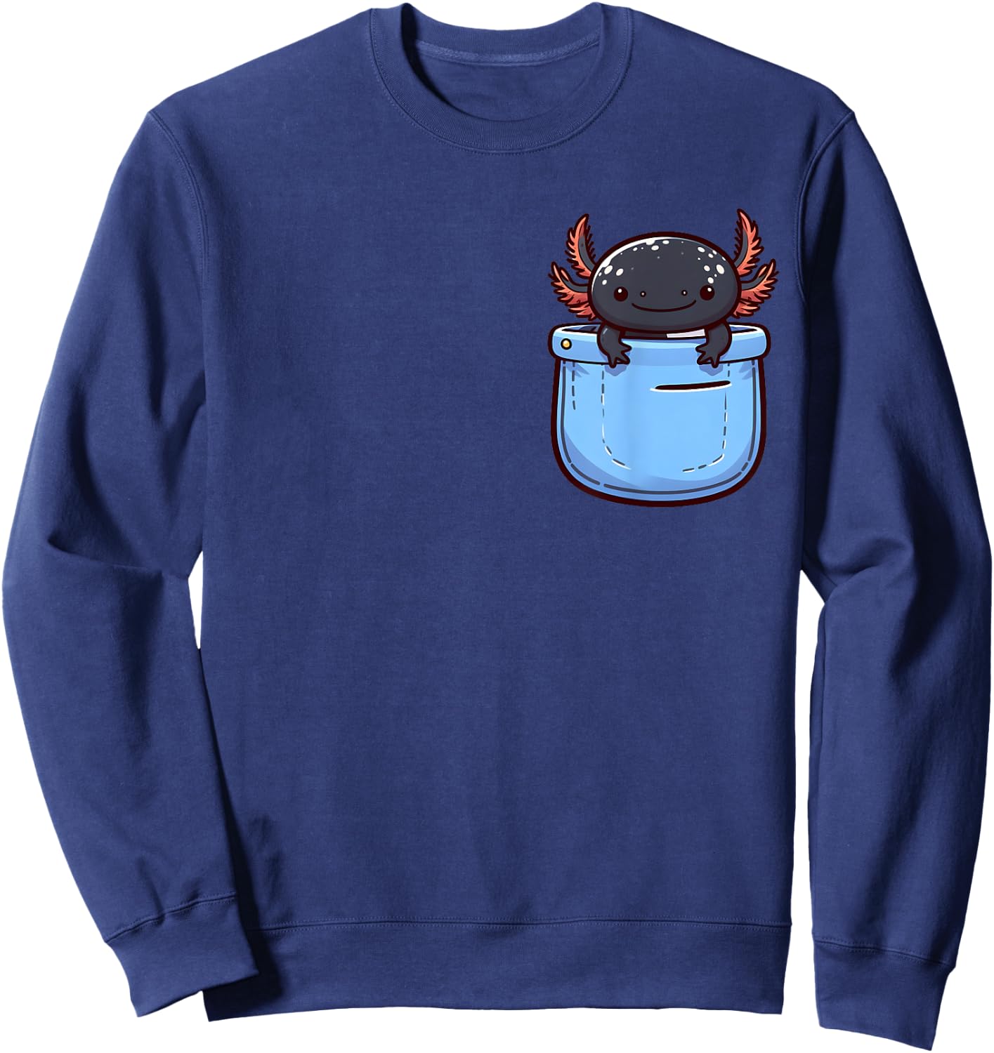 Cute Axolotl in Pocket for Kids, Boys, Girls, Women Sweatshirt - Sweatshirt | Navy