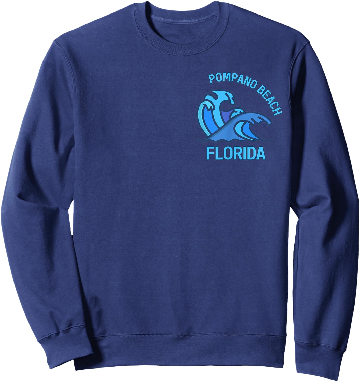 Graphic Pompano Beach Florida Pocket Wave Souvenir Men Women Kids Sweatshirt - Sweatshirt | Navy