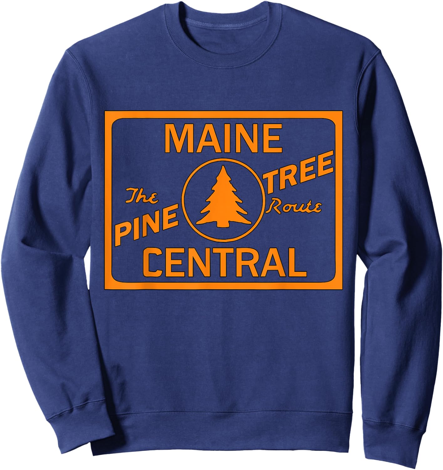 Vintage Maine Central Pine Tree Train Route Railroad Sweatshirt - Sweatshirt | Navy