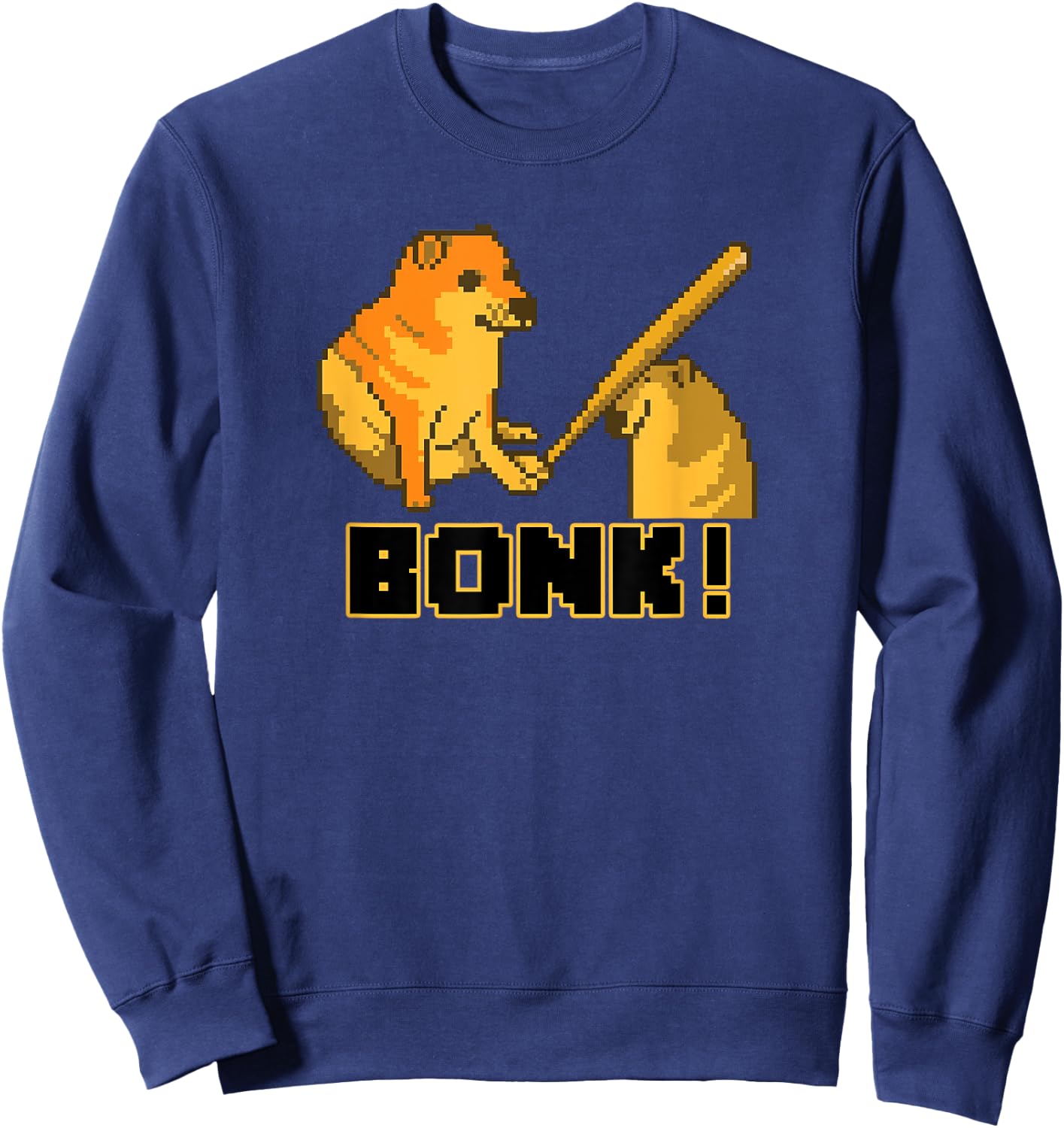 Extended Lunch Break Cheems Bonk Meme Pixel Art Sweatshirt - Sweatshirt | Navy