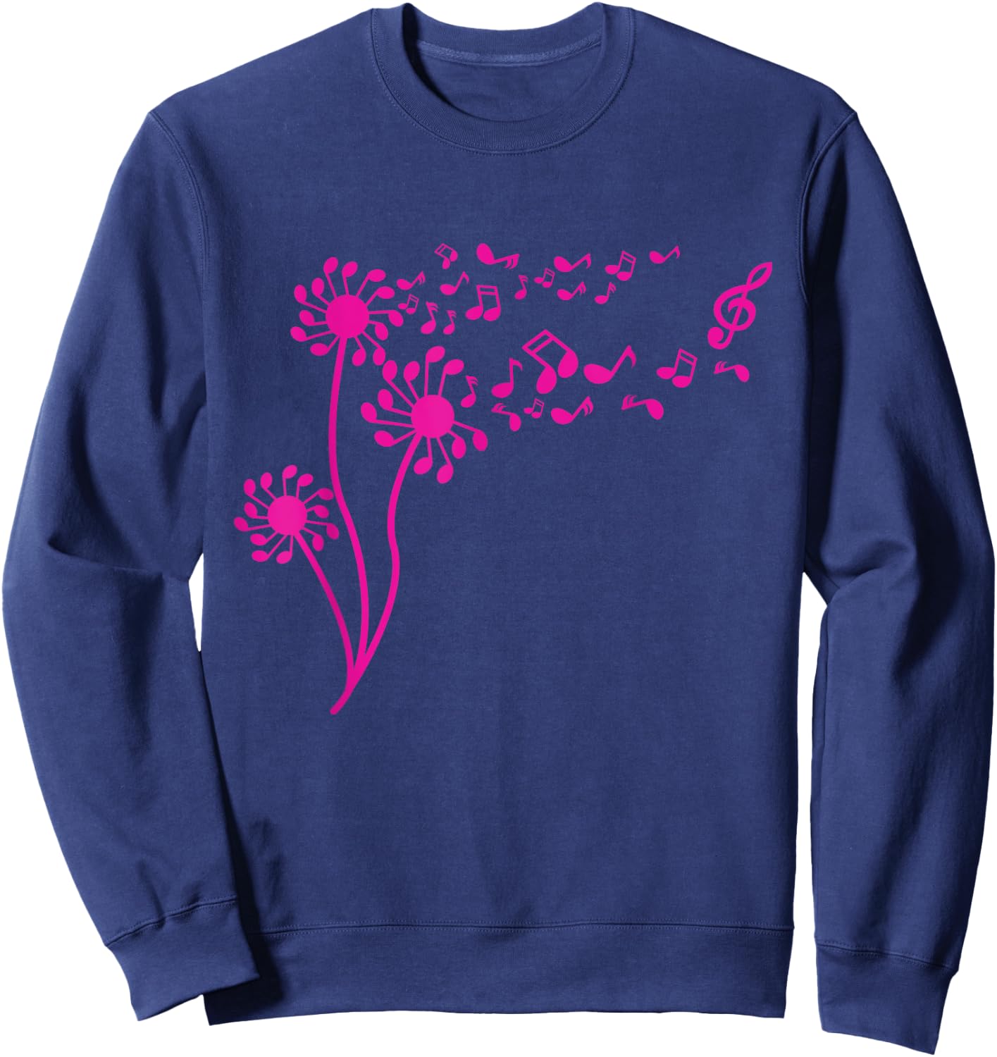 Funny Dandelion Music Note Flower Lover Gift Men Women Kids Sweatshirt - Sweatshirt | Navy