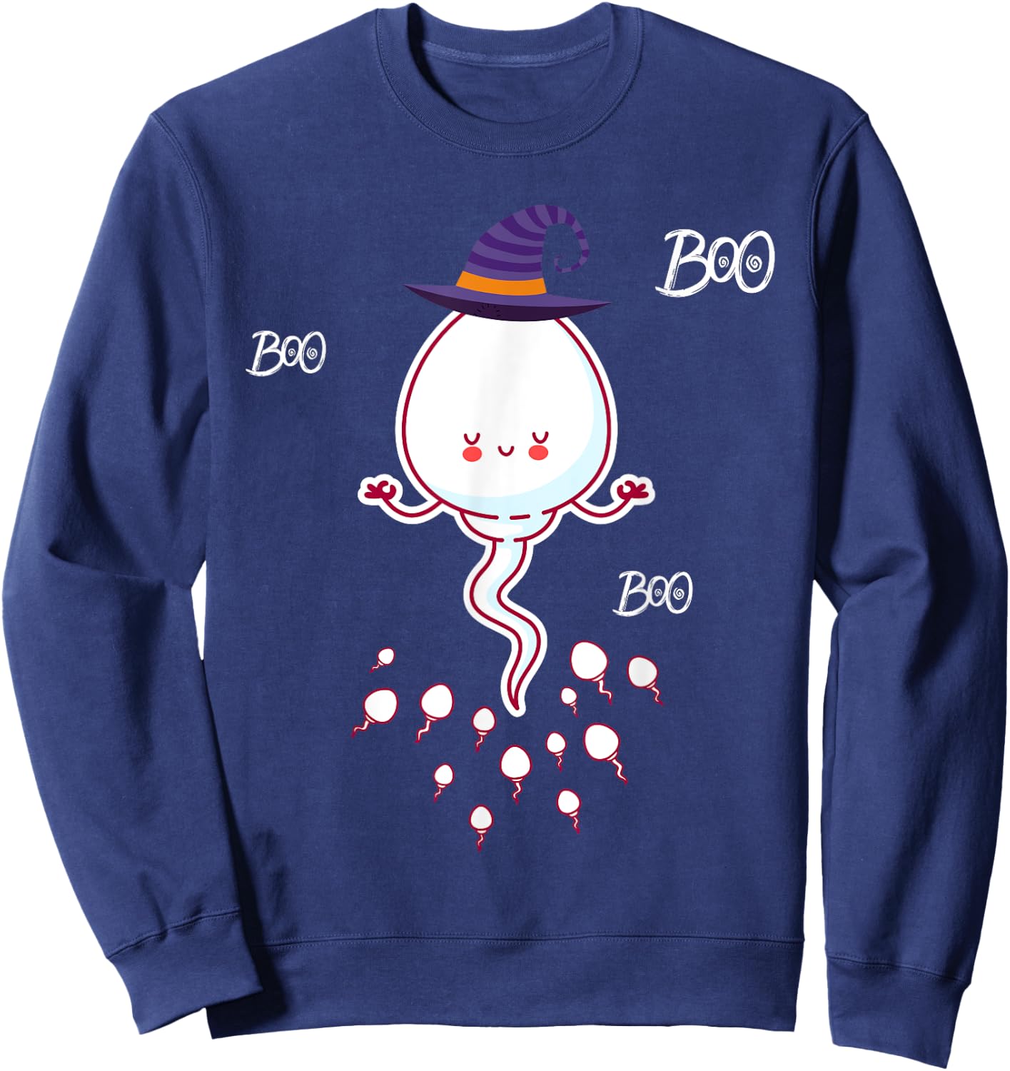 Boo Boo Funny Sperm Ghost Halloween Men Women Costume Gift Sweatshirt - Sweatshirt | Navy