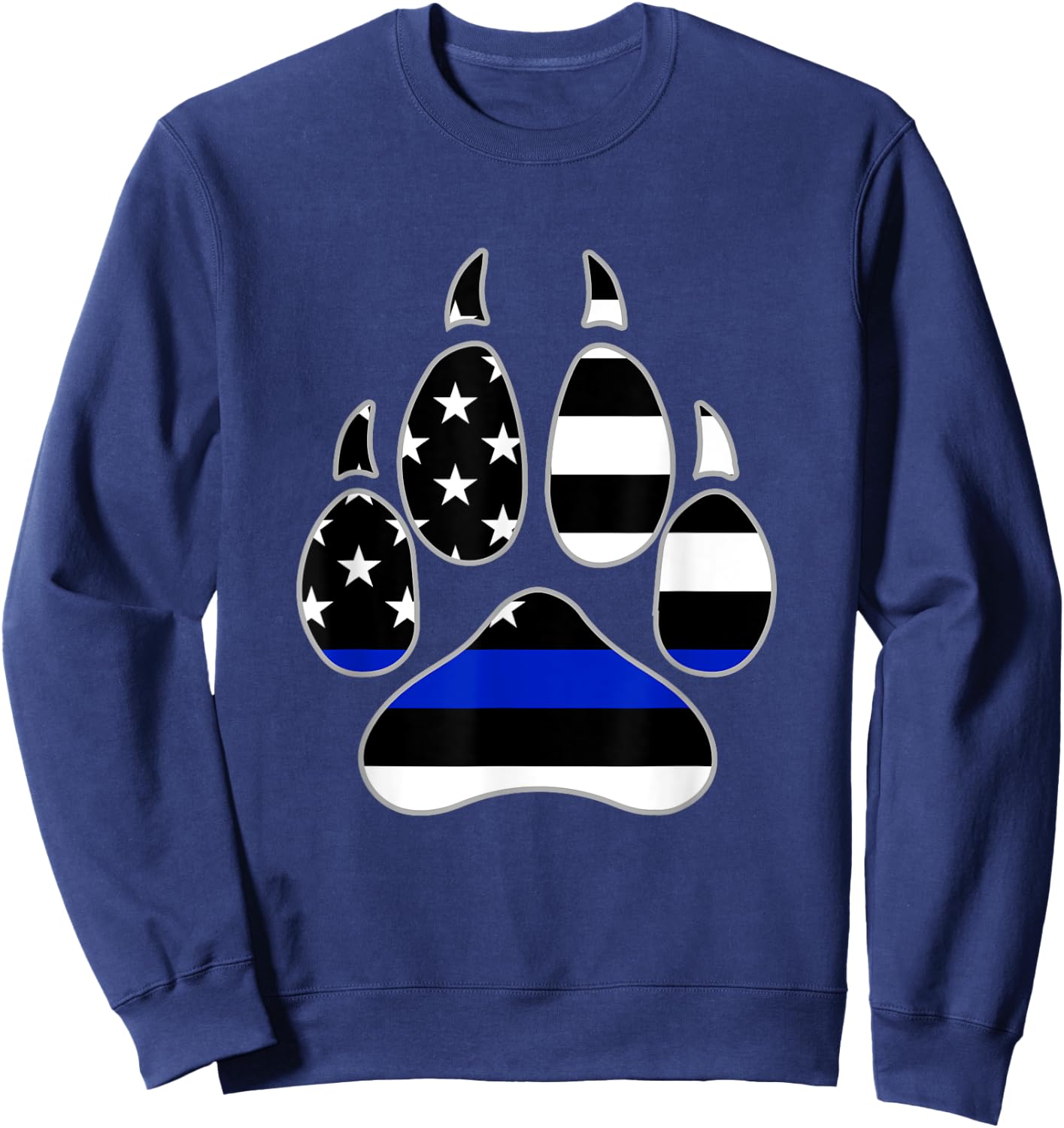 Dog Paw Print Police Flag Design Sweatshirt - Sweatshirt | Navy