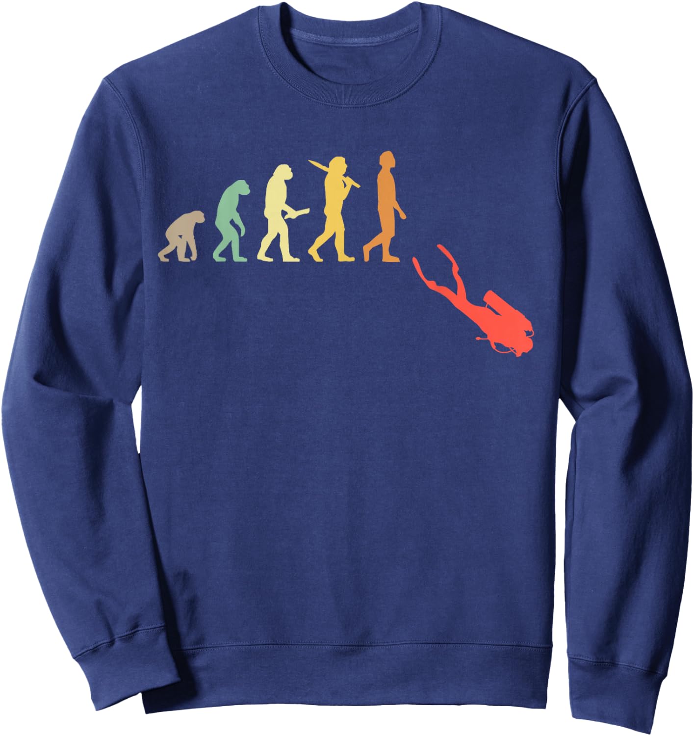 Retro Diving Evolution Gift Scuba Divers Sweatshirt - Sweatshirt | Navy