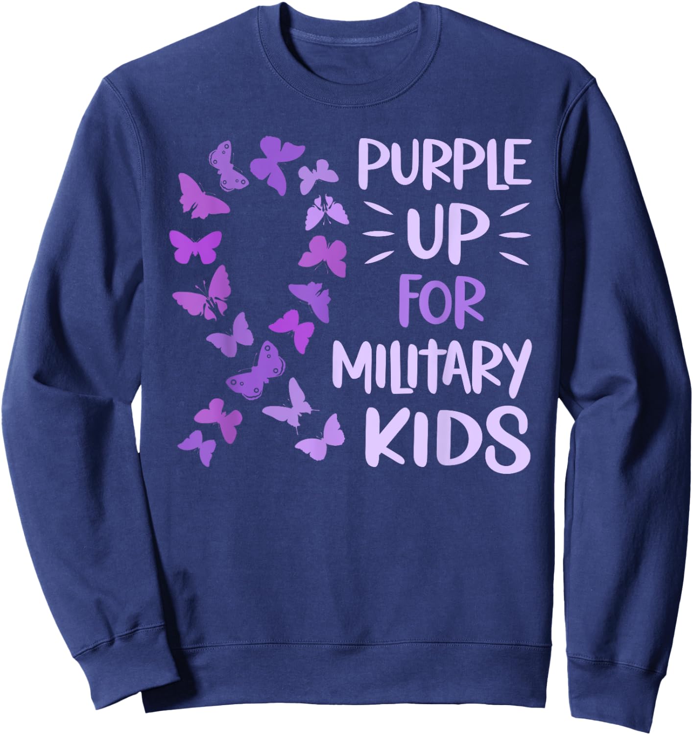 Purple Up Military Child Butterfly - Military Brats Month Sweatshirt - Sweatshirt | Navy