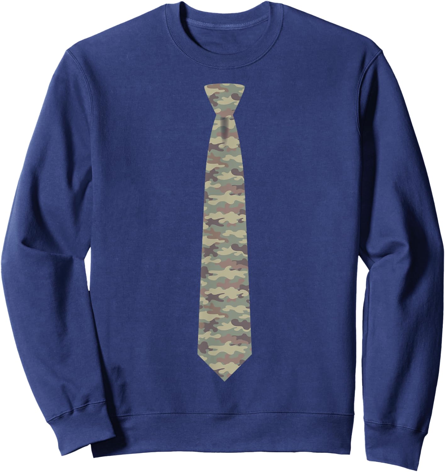 Camouflage Tie, Necktie Funny Hunter Dress Graphic Sweatshirt - Sweatshirt | Navy