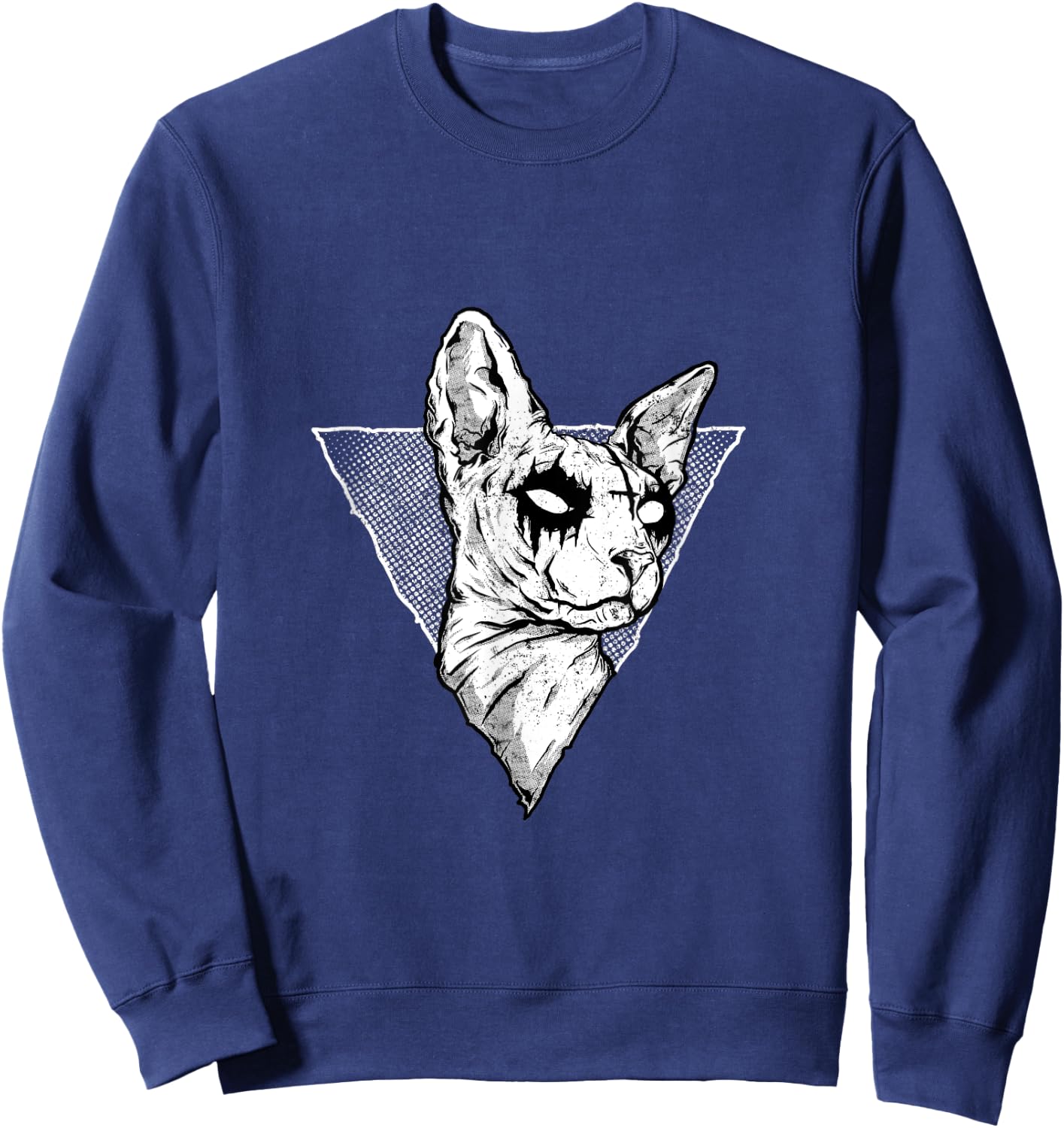 Goth Sphynx Cat Halloween Evil Cat Satanic Hairless Cat Sweatshirt - Sweatshirt | Navy