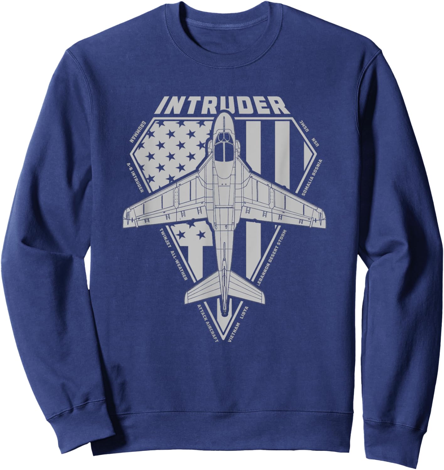 A-6 Intruder Military Jet Airplane Diamond Series Sweatshirt - Sweatshirt | Navy