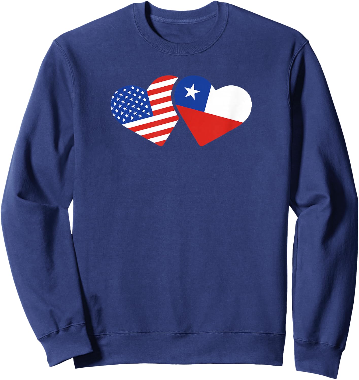 USA Chile Flag T Shirt Hearts Chileans American Love Cute Sweatshirt - Sweatshirt | Navy