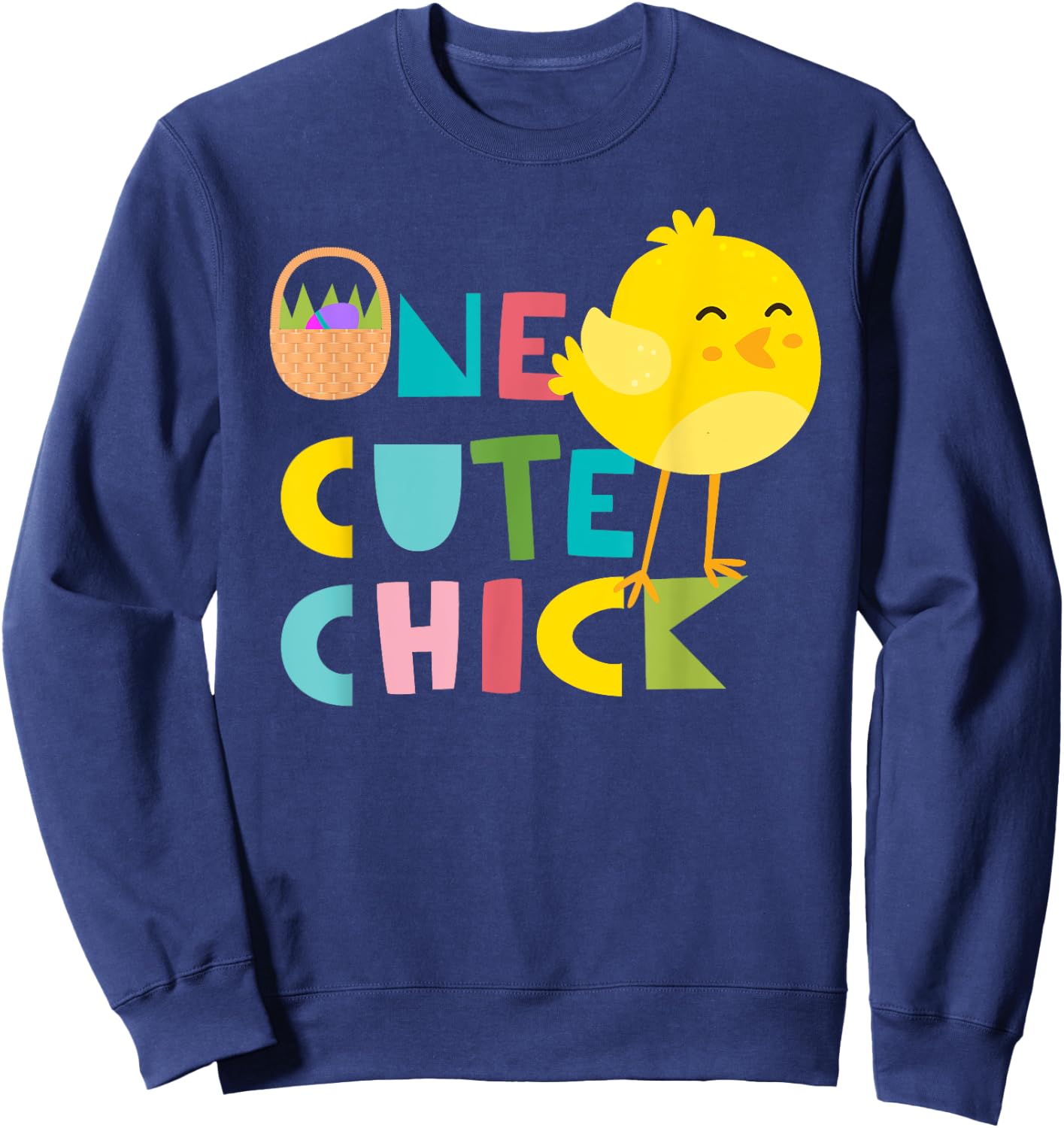 Cute and Funny Kids One Cute Chick Sweatshirt - Sweatshirt | Navy