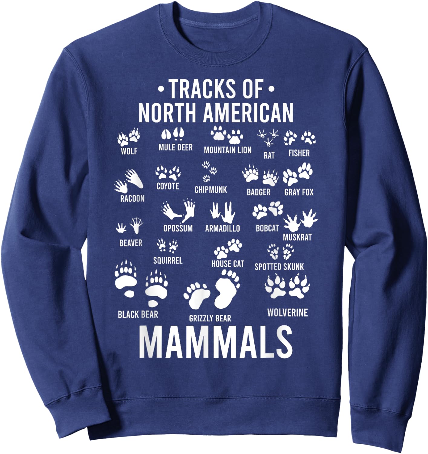 Wildlife Tracks of North American Mammals - Gift Kids Sweatshirt - Sweatshirt | Navy