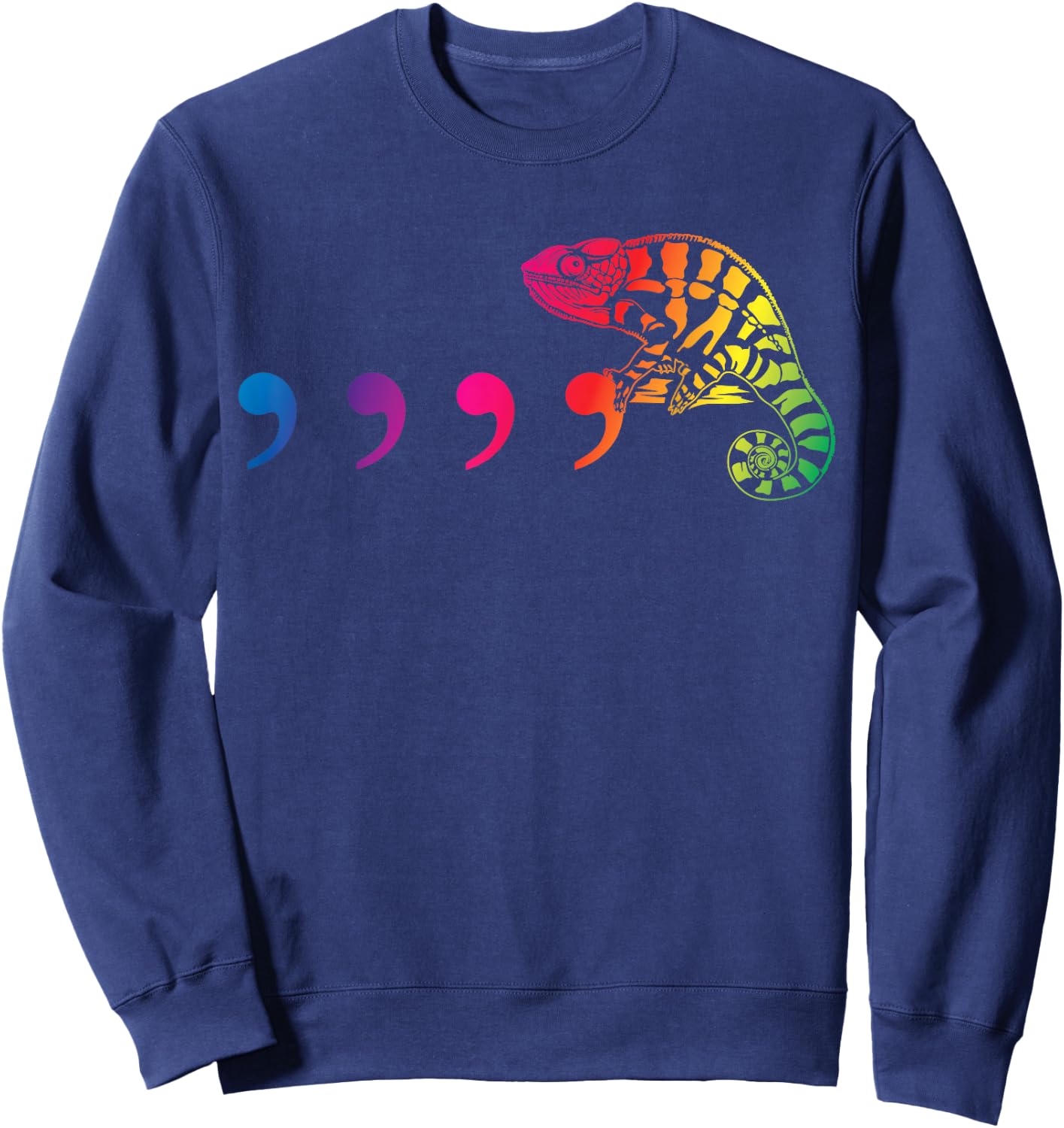 Comma Chameleon Funny 80's Throwback Sweatshirt - Sweatshirt | Navy