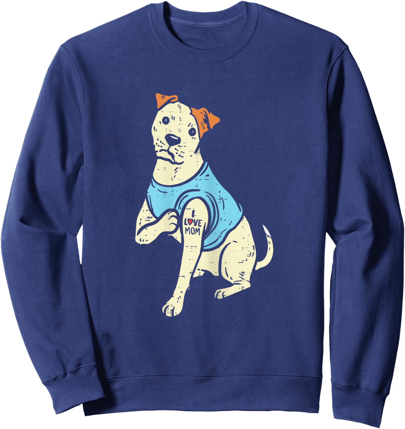 Pitbull I Love Mom Tattoo Pittie Dog Lover Owner Women Gift Sweatshirt - Sweatshirt | Navy