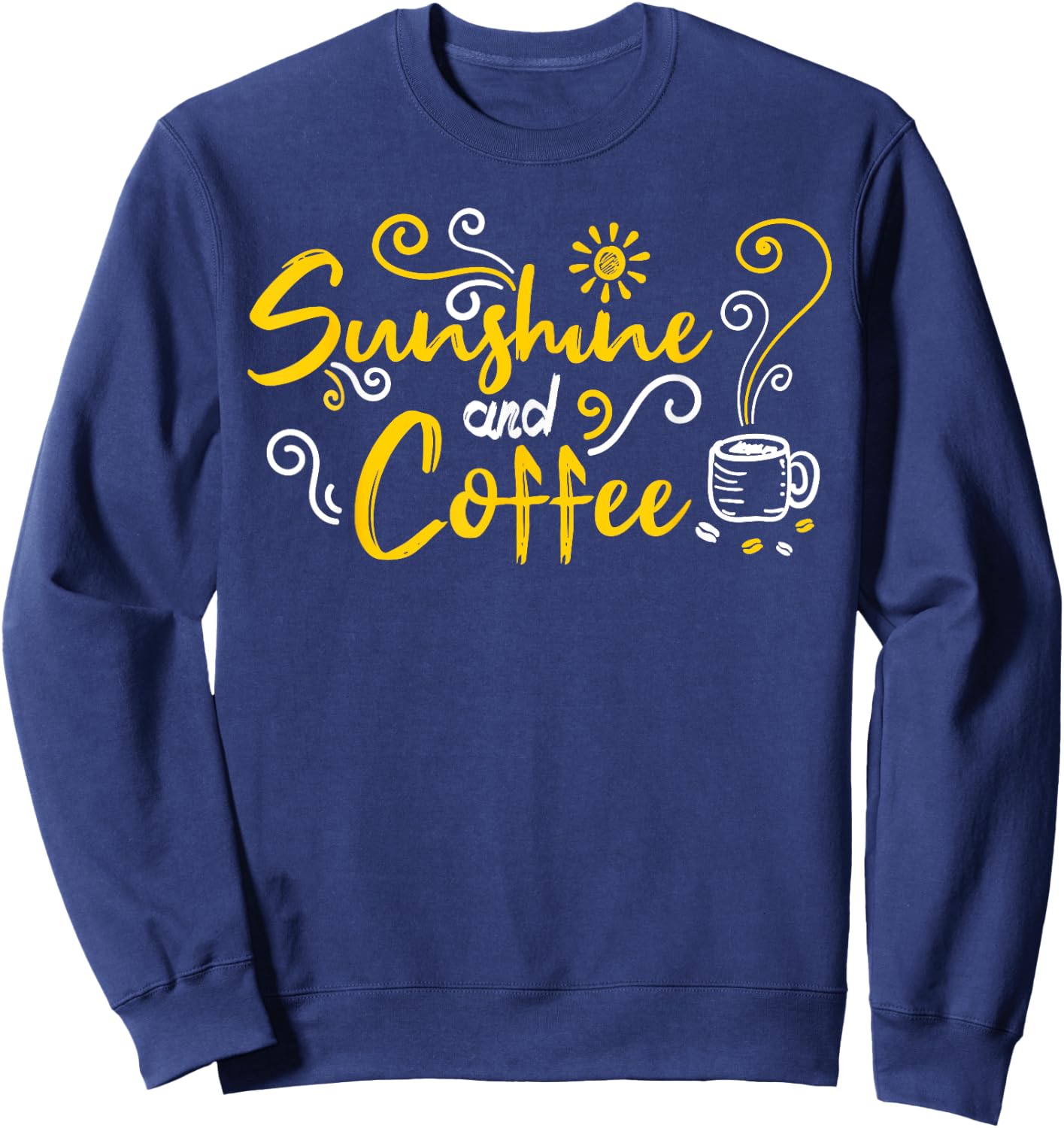 Sunshine and Coffee Summer Lover Doodle Design Men Women Sweatshirt - Sweatshirt | Navy