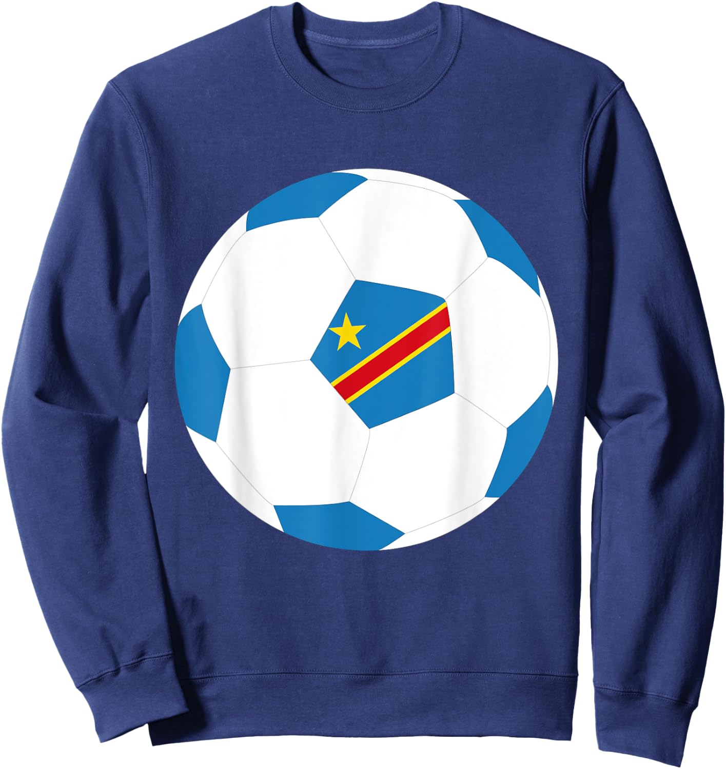 DR Congo Soccer Ball Congolese Flag Jersey Pride Print Sweatshirt - Sweatshirt | Navy