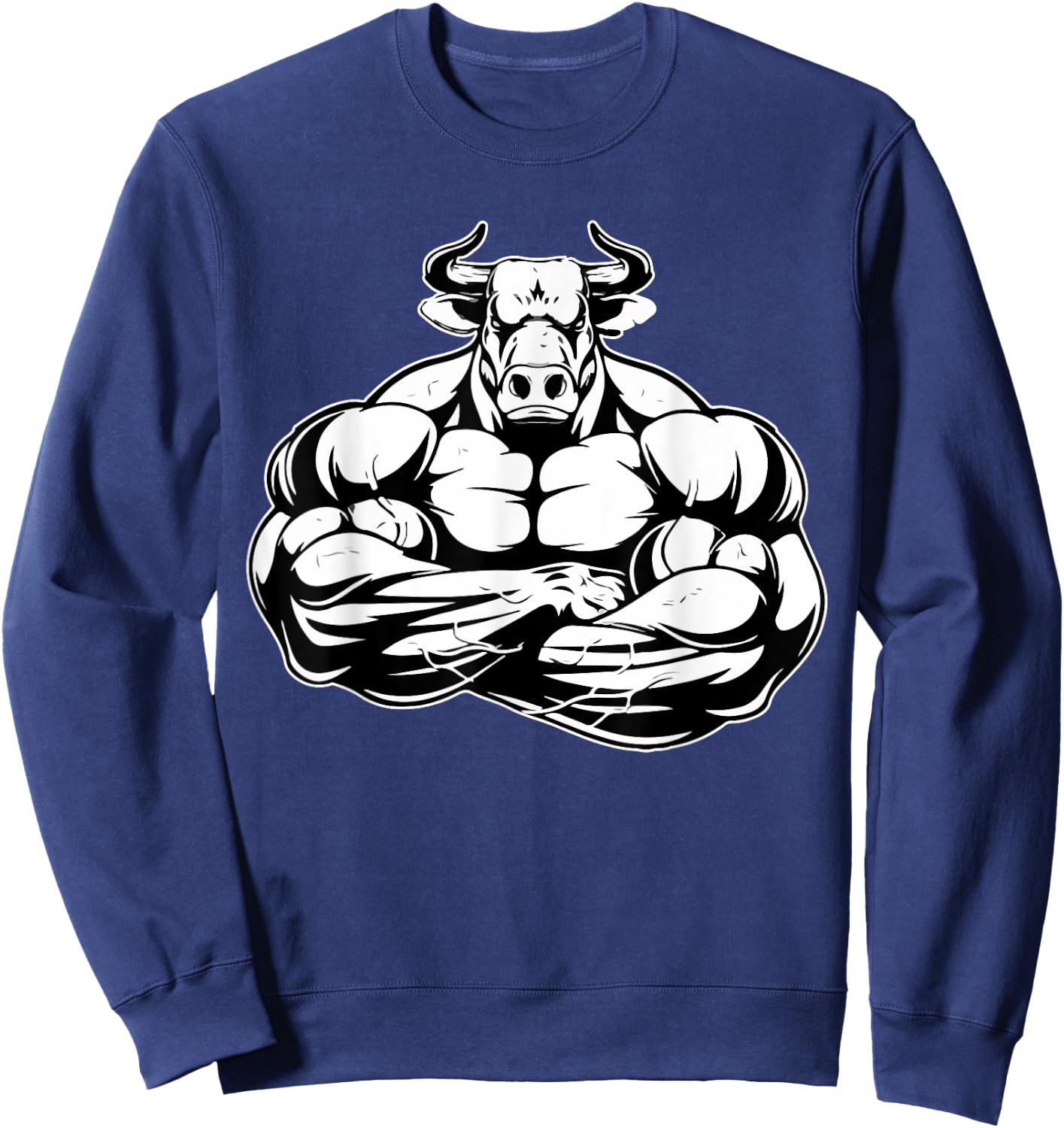 Bull With Muscles Shredded Taurus Fitness Workout Gym Lover Sweatshirt - Sweatshirt | Navy