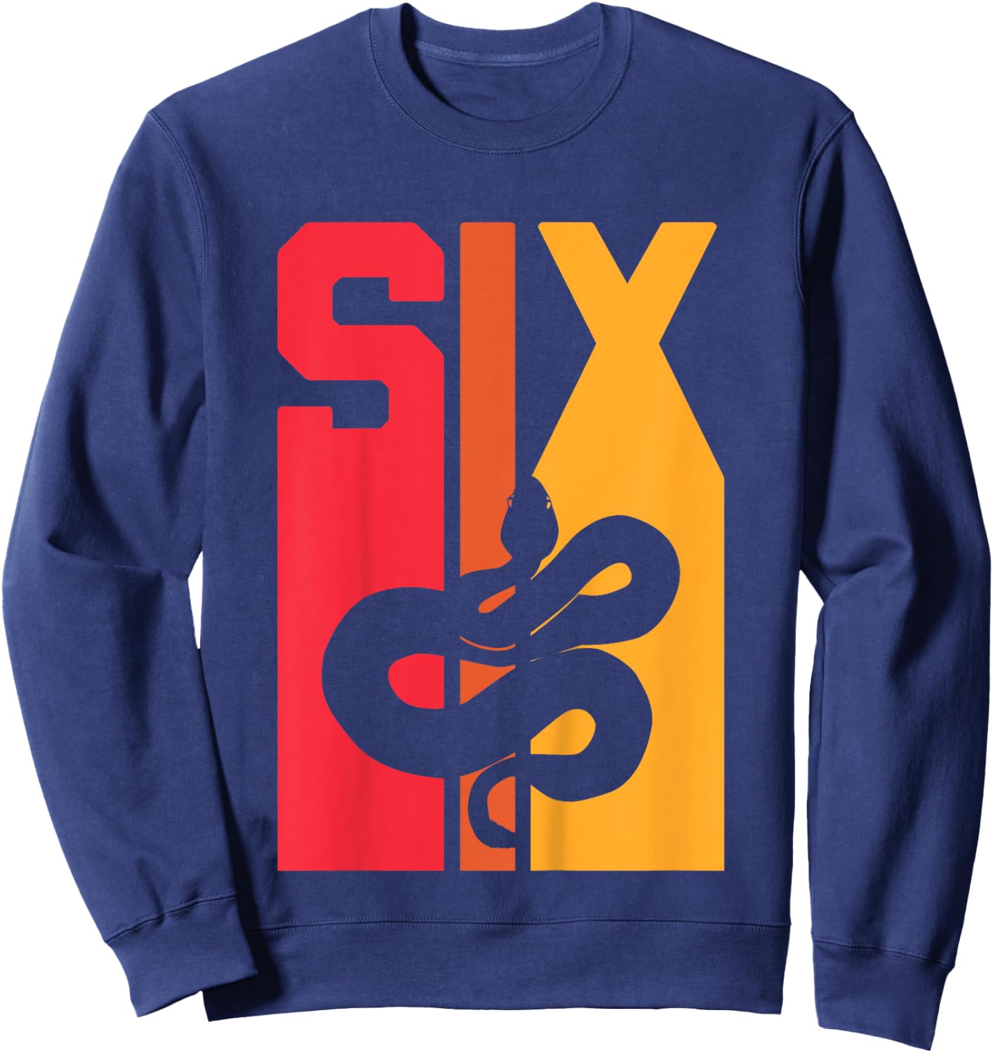 6th Birthday Vintage Snake Lover Pet Reptile 6 Years Old Sweatshirt - Sweatshirt | Navy