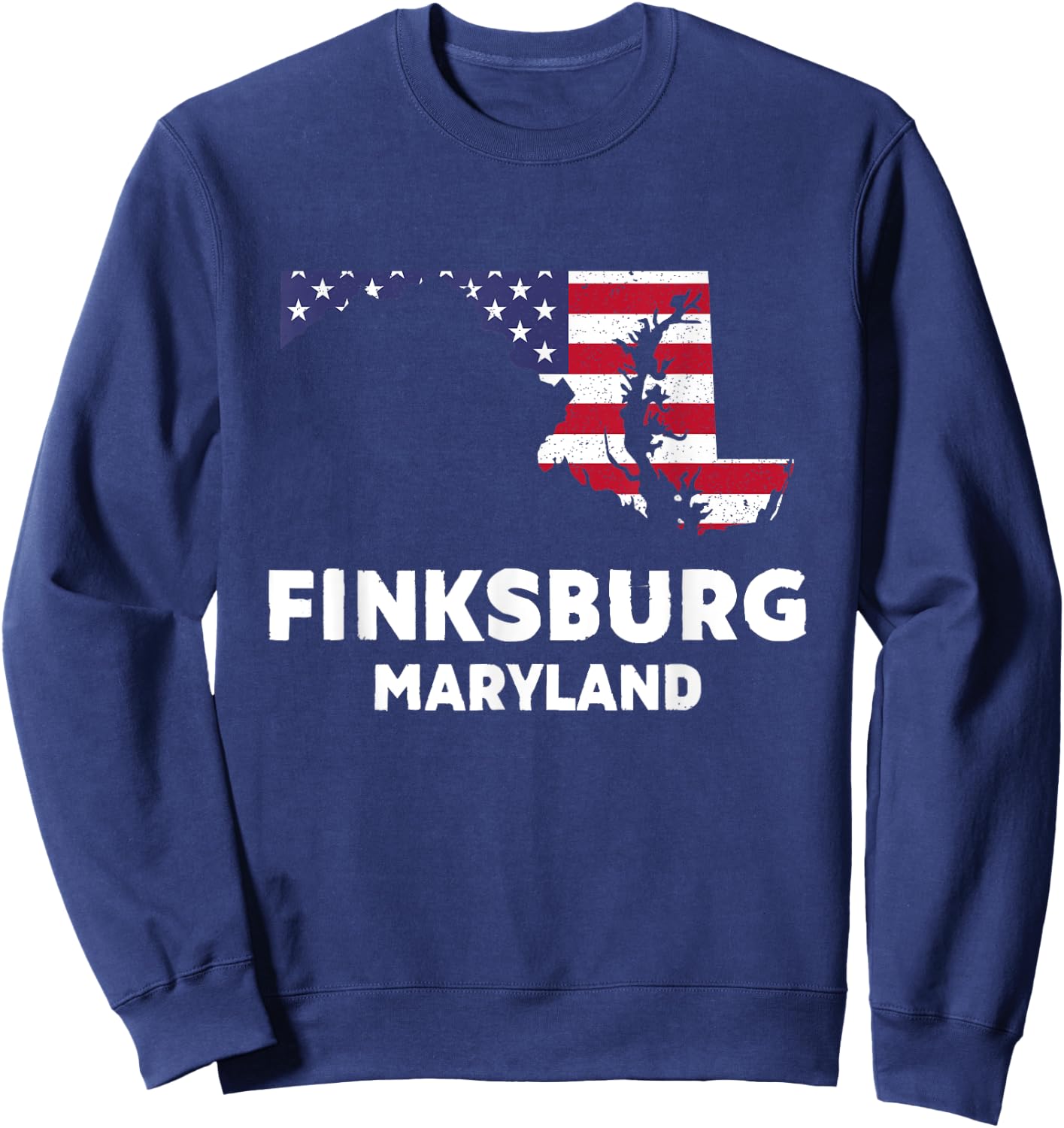 Distressed Patriotic USA Flag Finksburg, Maryland Sweatshirt - Sweatshirt | Navy