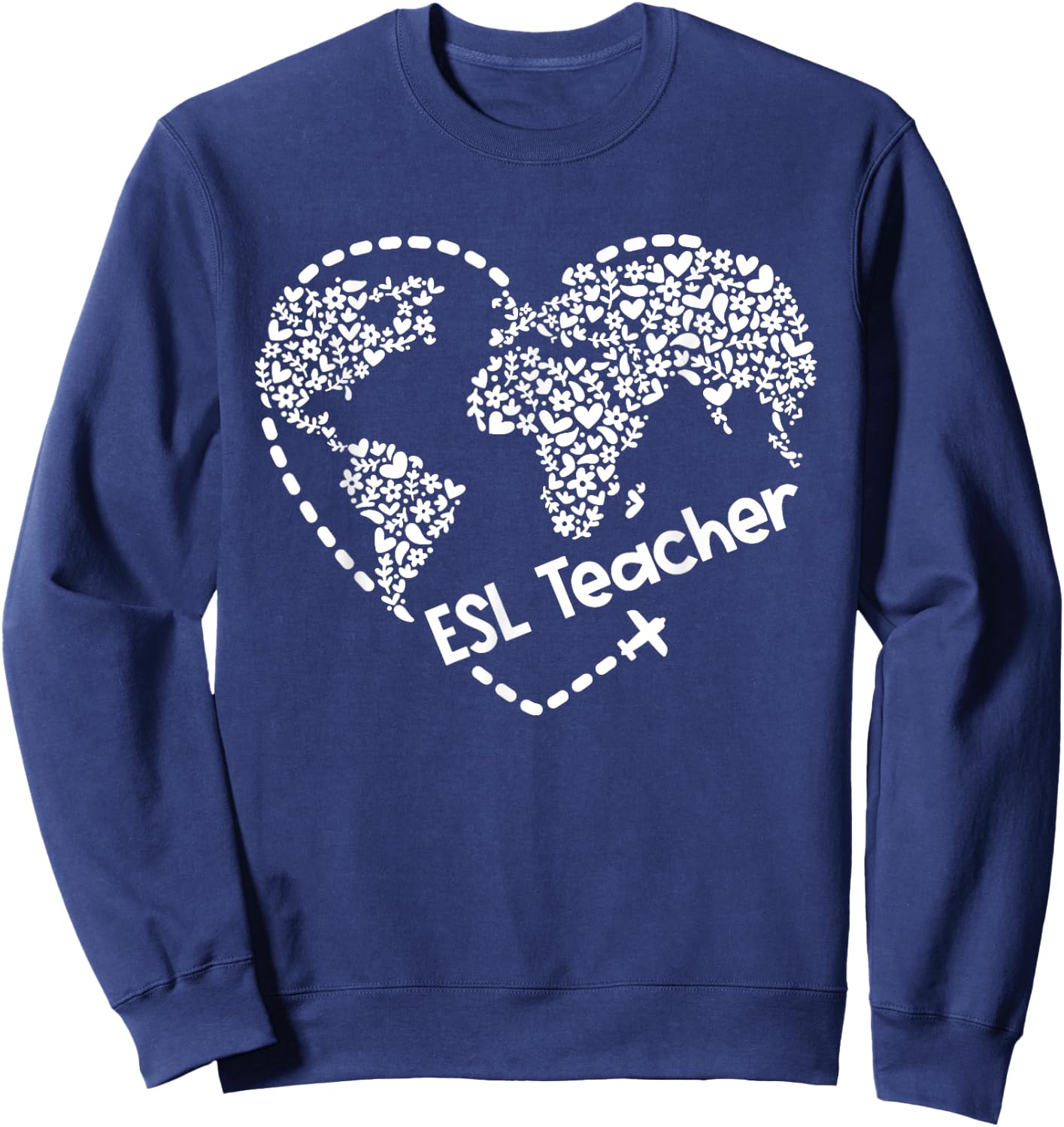 ESL Teacher ESOL Student Cute Heart Shape English Teacher Sweatshirt - Sweatshirt | Navy