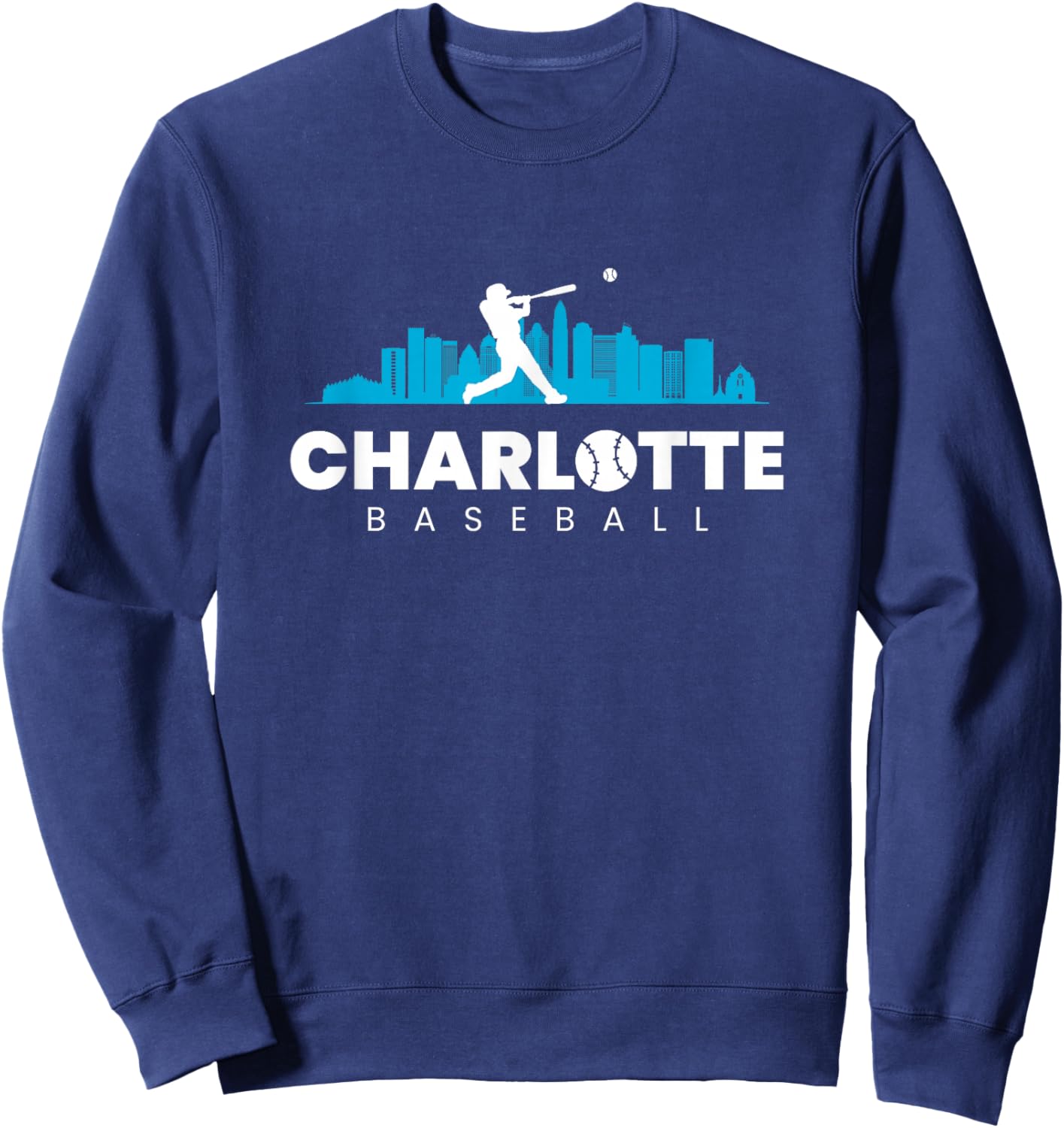 Charlotte Baseball Vintage Minimalist Retro Baseball Lover Sweatshirt - Sweatshirt | Navy