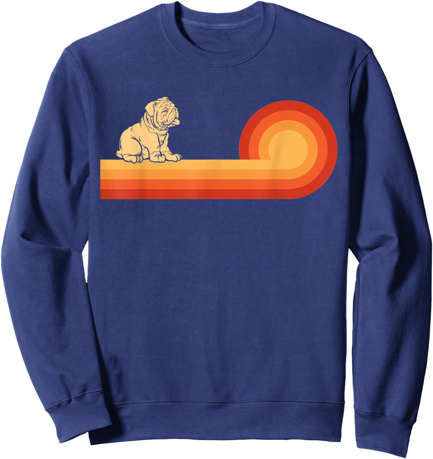Retro English Bulldog Gifts Dog Mom Shirt Vintage Bull Dog Sweatshirt - Sweatshirt | Navy