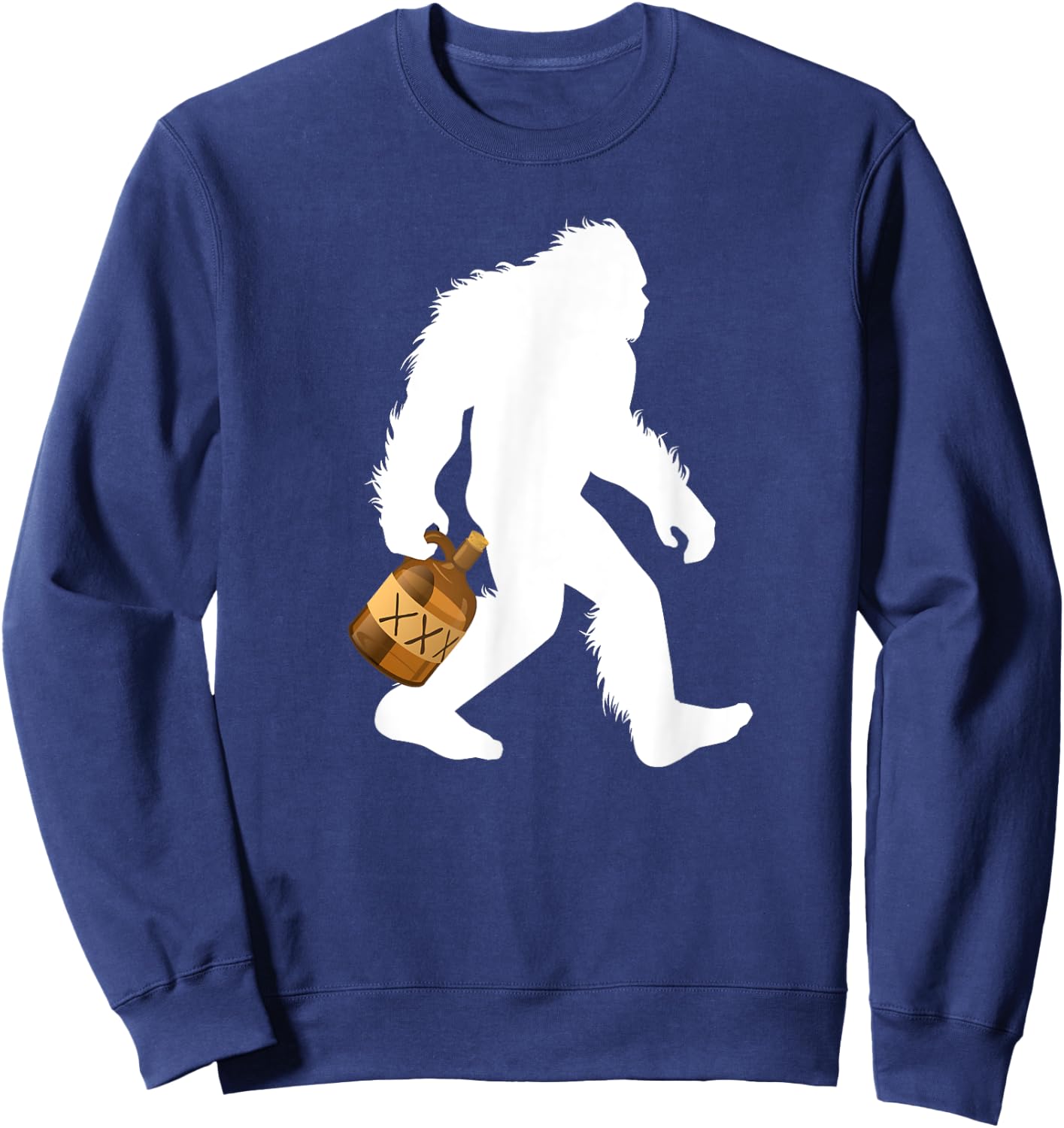 Bigfoot With Moonshine Jug Drinking Sasquatch Moonshiner Sweatshirt - Sweatshirt | Navy