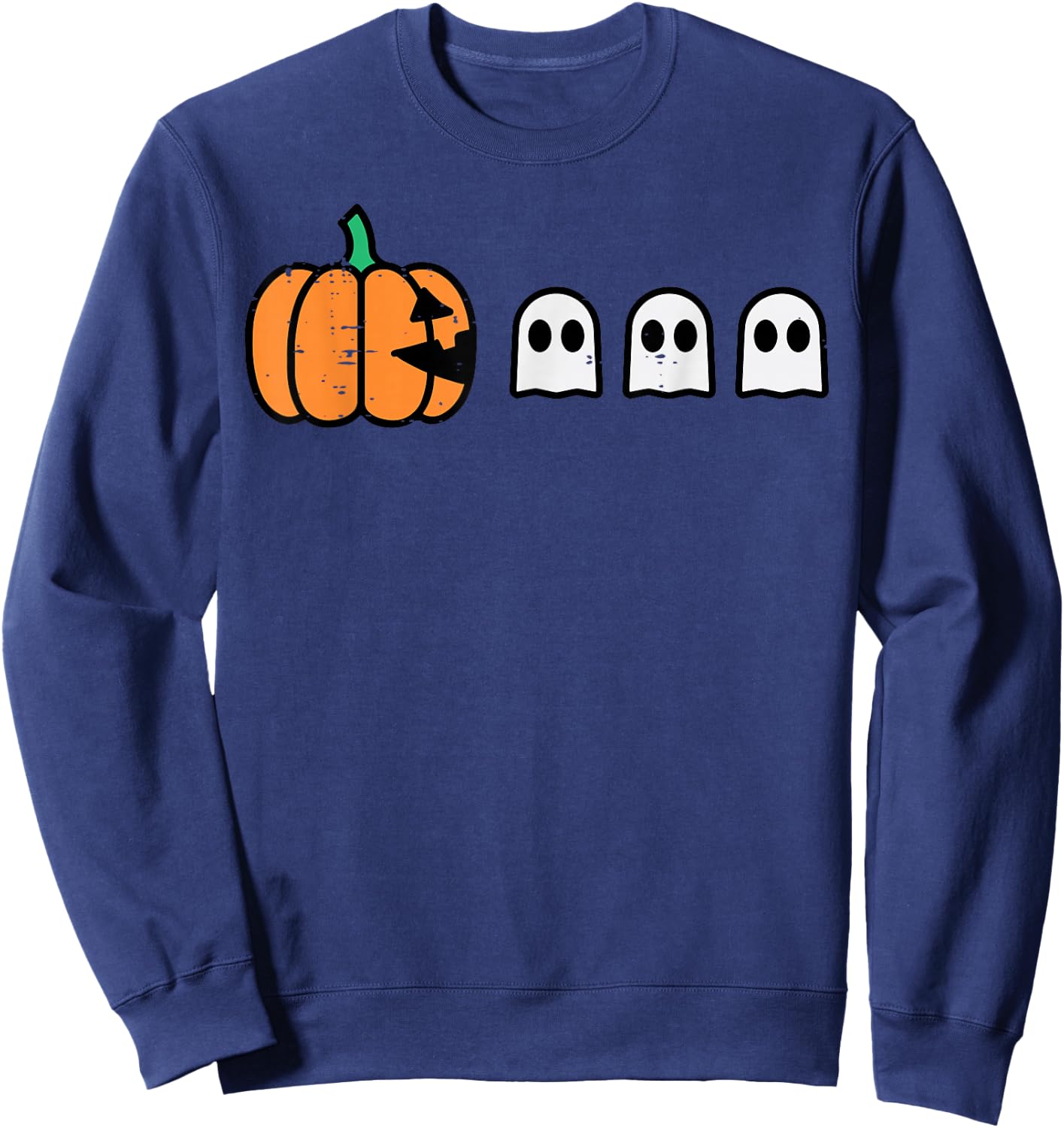 Halloween Gamer Pumpkin Eating Ghost Costume Men Boys Kids Sweatshirt - Sweatshirt | Navy