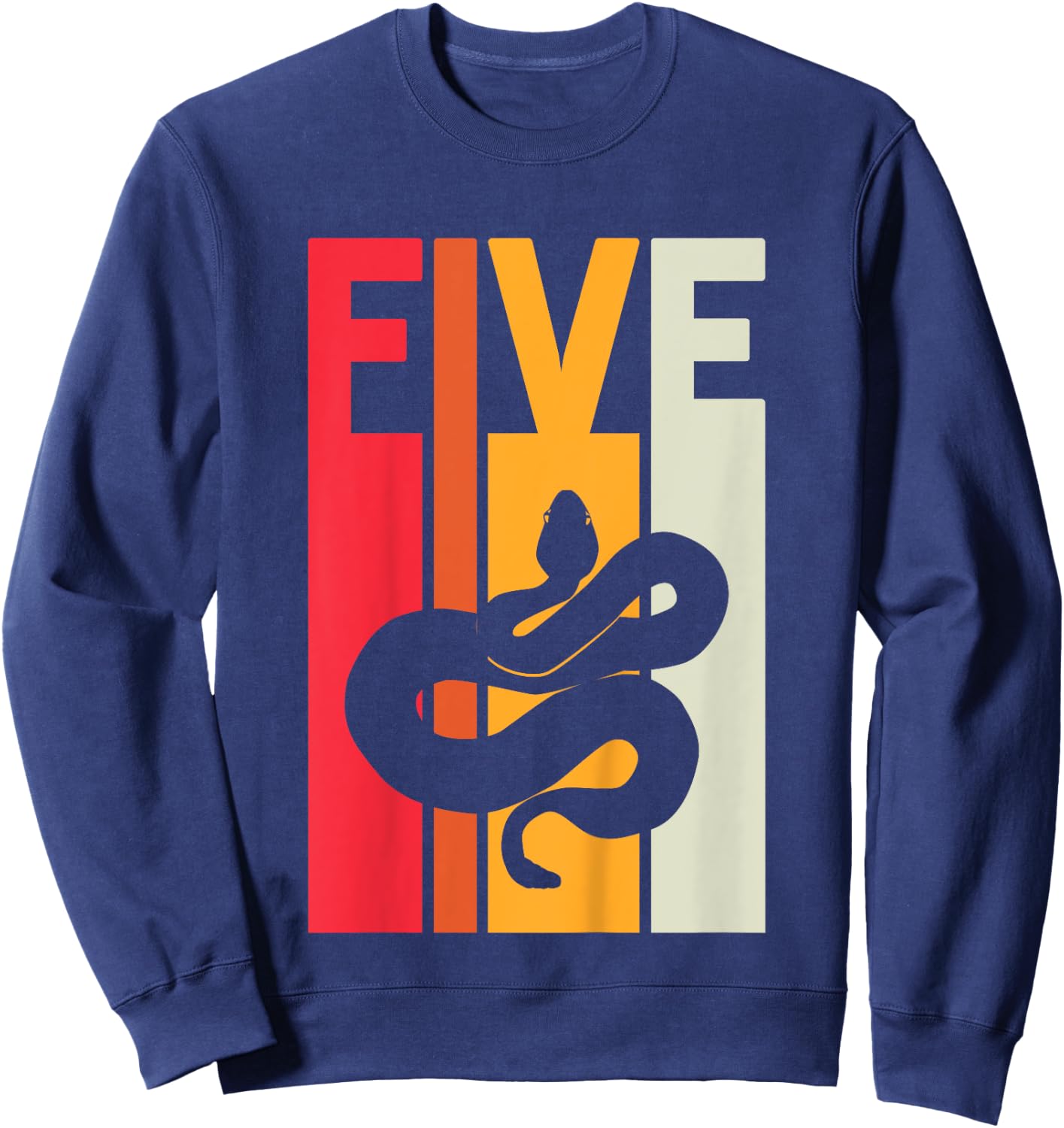 5th Birthday Vintage Snake Lover Pet Reptile 5 Years Old Sweatshirt - Sweatshirt | Navy